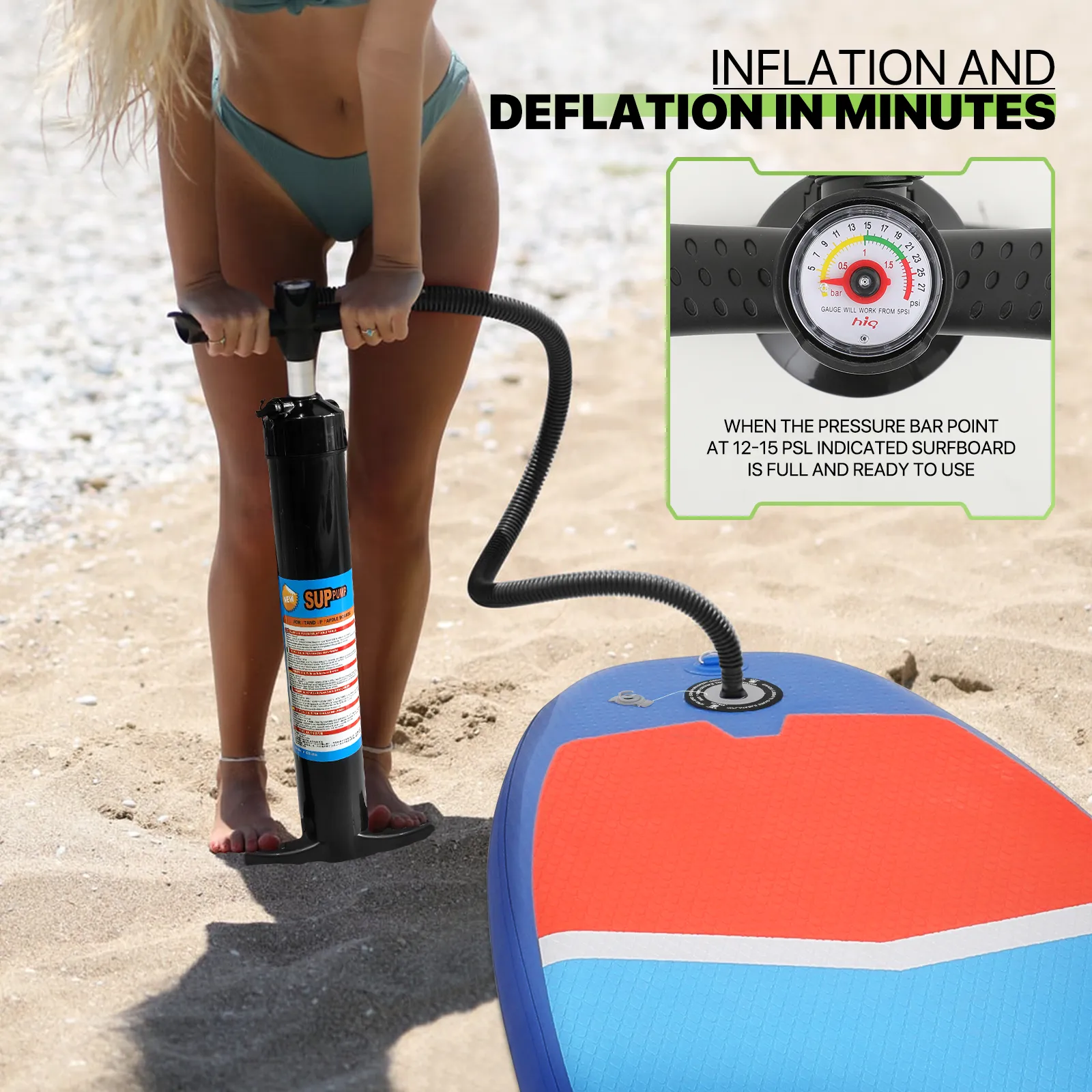 10.5ft Stand Up Paddle Board -  PVC Material -Displacement 330L, Max Load Capacity 333 lb, Max Air Pressure 15PSI