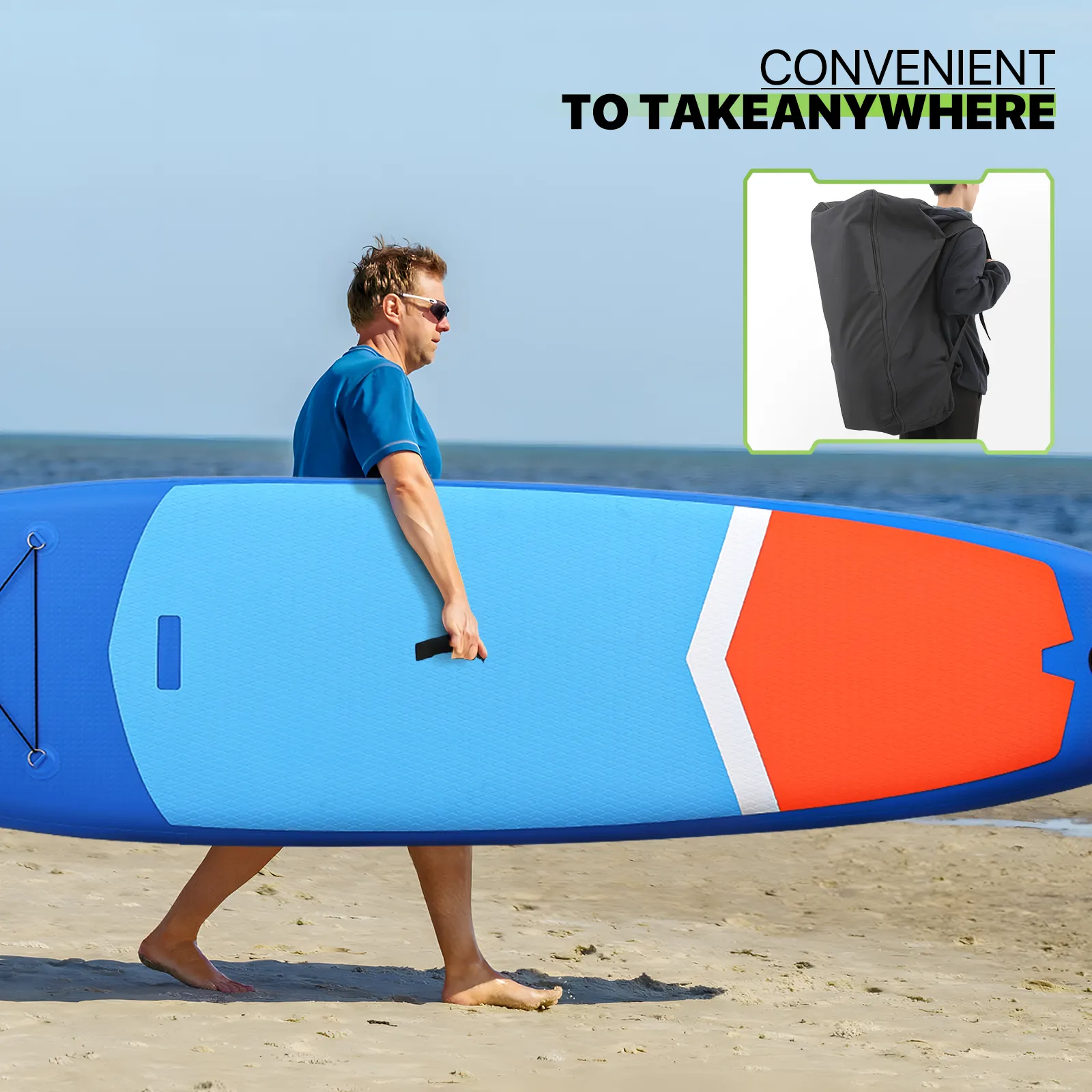 10.5ft Stand Up Paddle Board -  PVC Material -Displacement 330L, Max Load Capacity 333 lb, Max Air Pressure 15PSI
