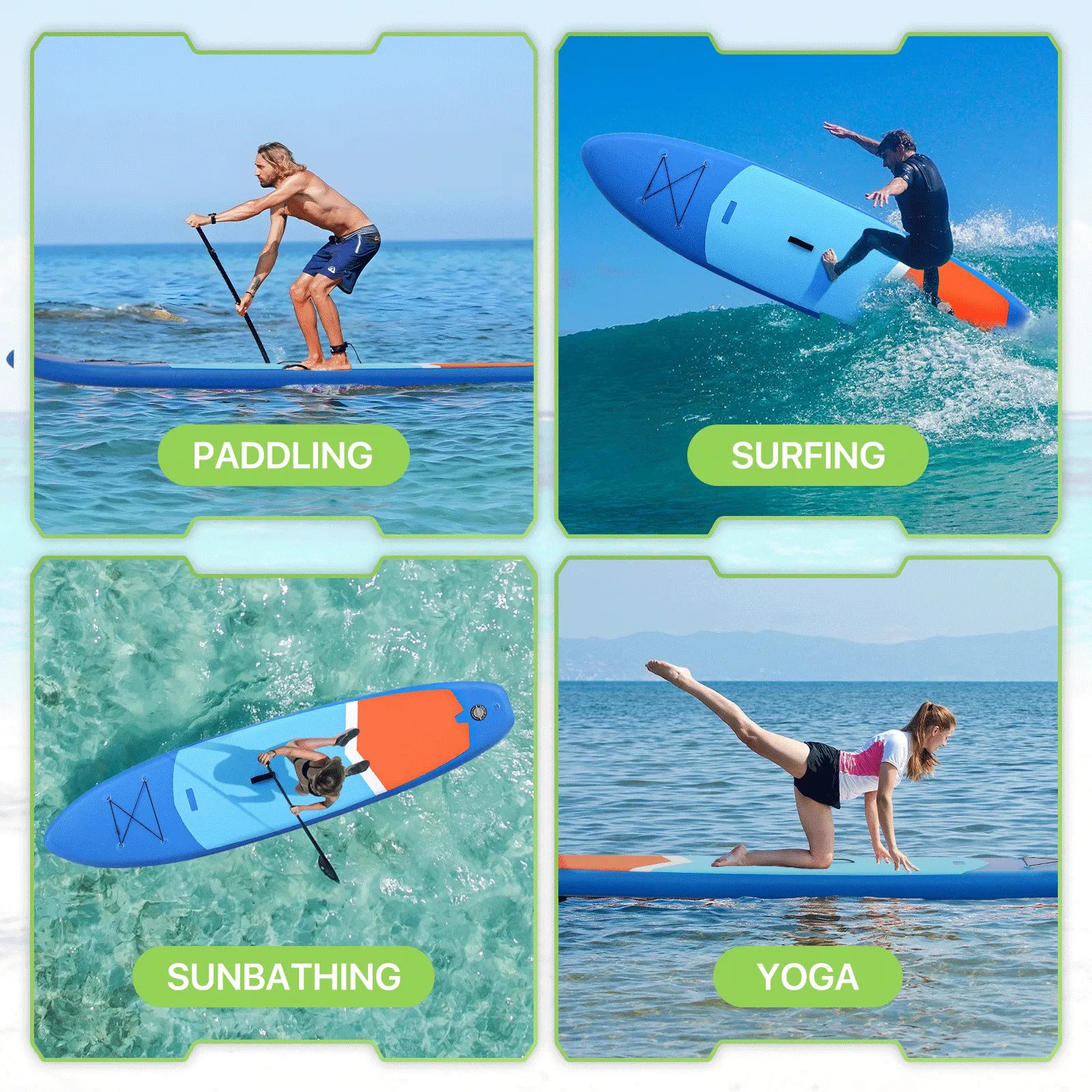10.5ft Stand Up Paddle Board -  PVC Material -Displacement 330L, Max Load Capacity 333 lb, Max Air Pressure 15PSI