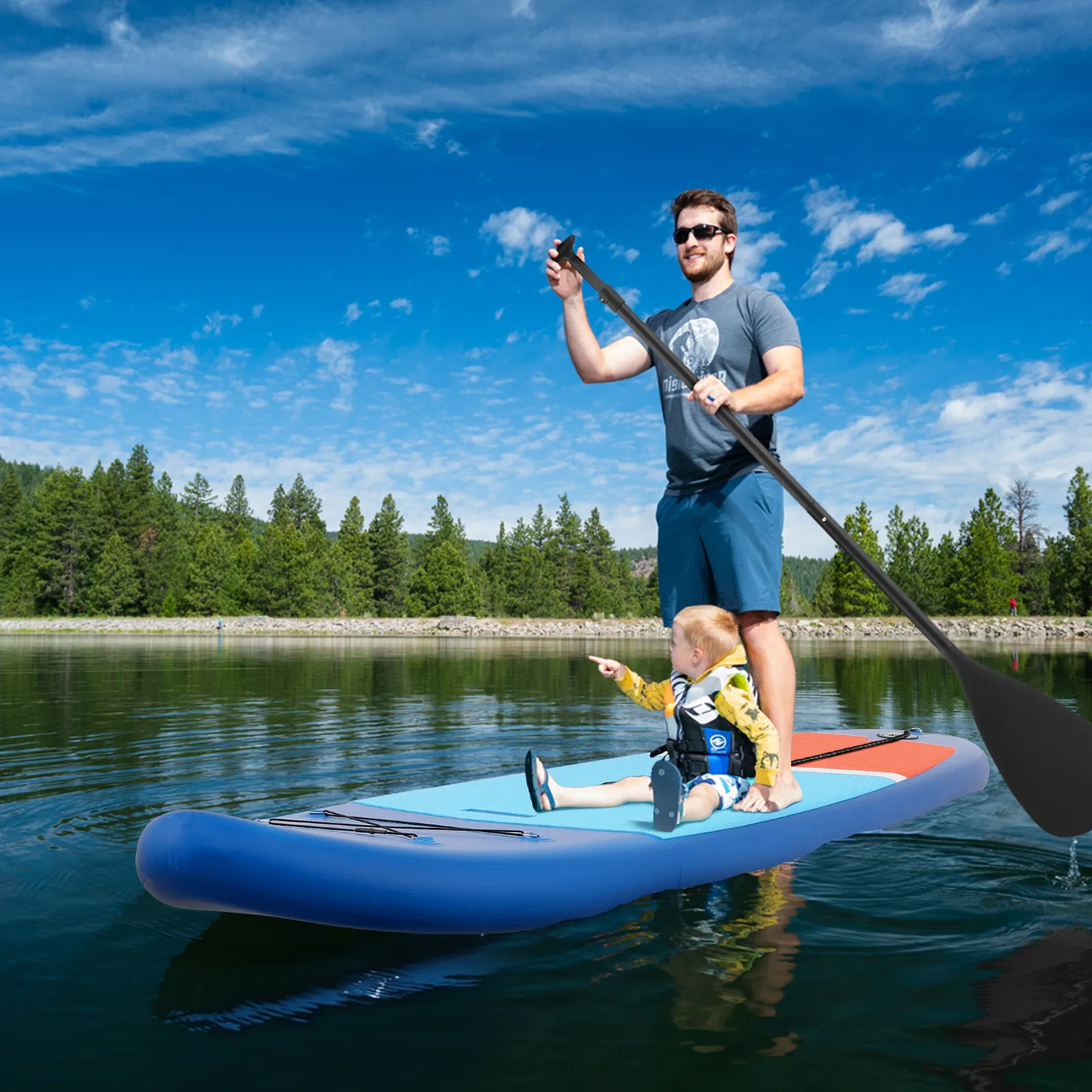 10.5ft Stand Up Paddle Board -  PVC Material -Displacement 330L, Max Load Capacity 333 lb, Max Air Pressure 15PSI