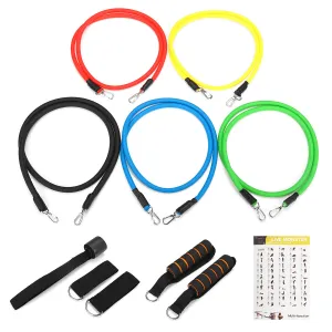 11PCS Multifunctional Resistance Bands Set Home Fitness Stretch Training Yoga Elastic Pull Rope