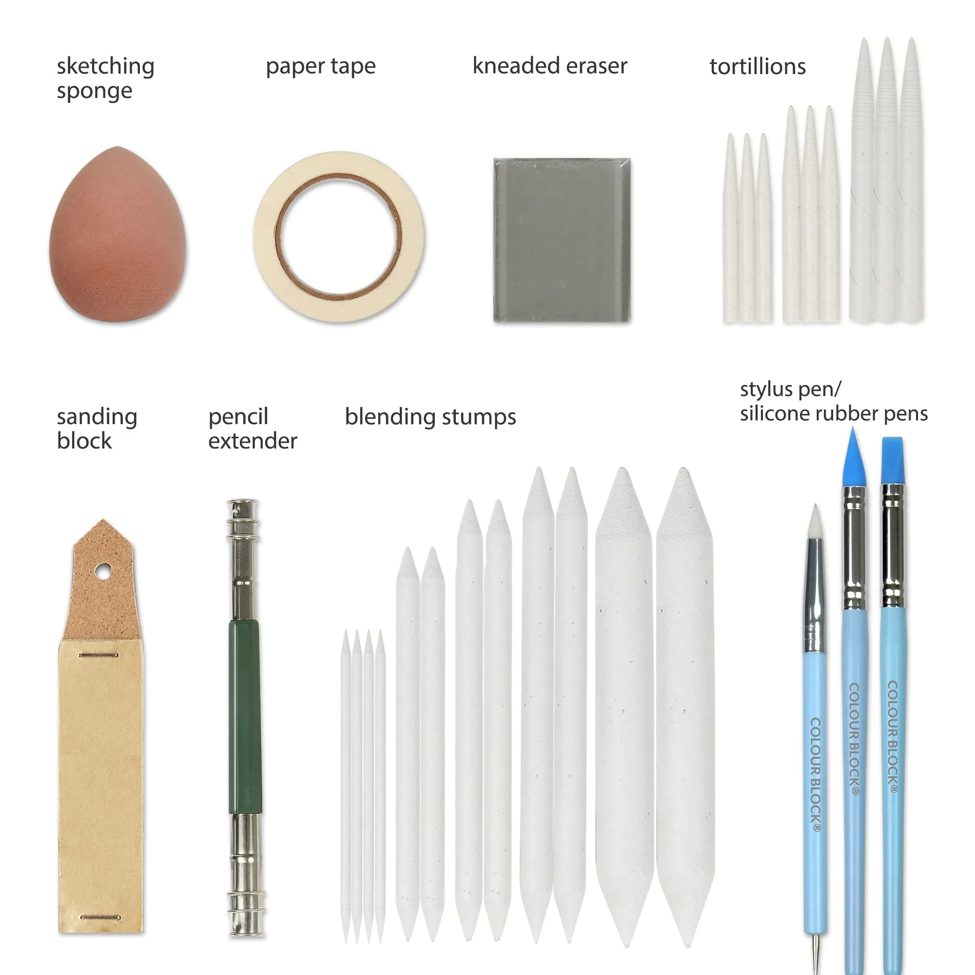 130pc Soft Pastel Bundle Set with Blending Tools