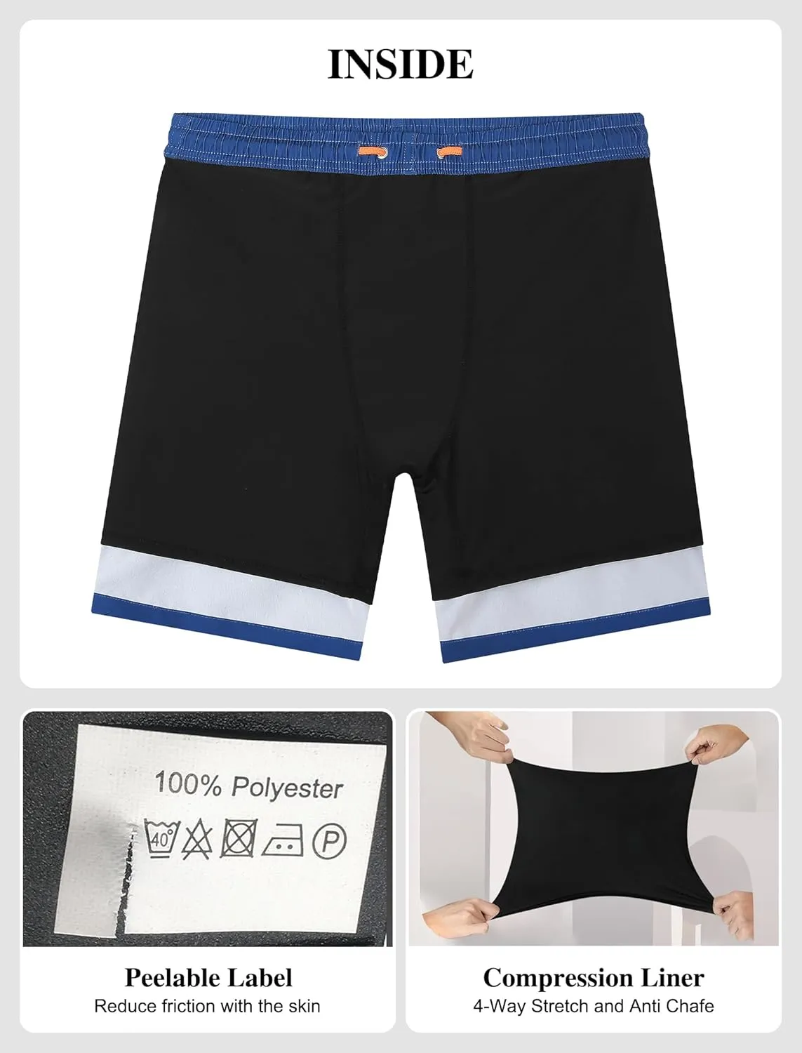 2 in 1 Mens Swim Trunks 7 Inch with Compression Liner Quick Dry Swim Shorts Swim Suits Board Shorts Swimwear
