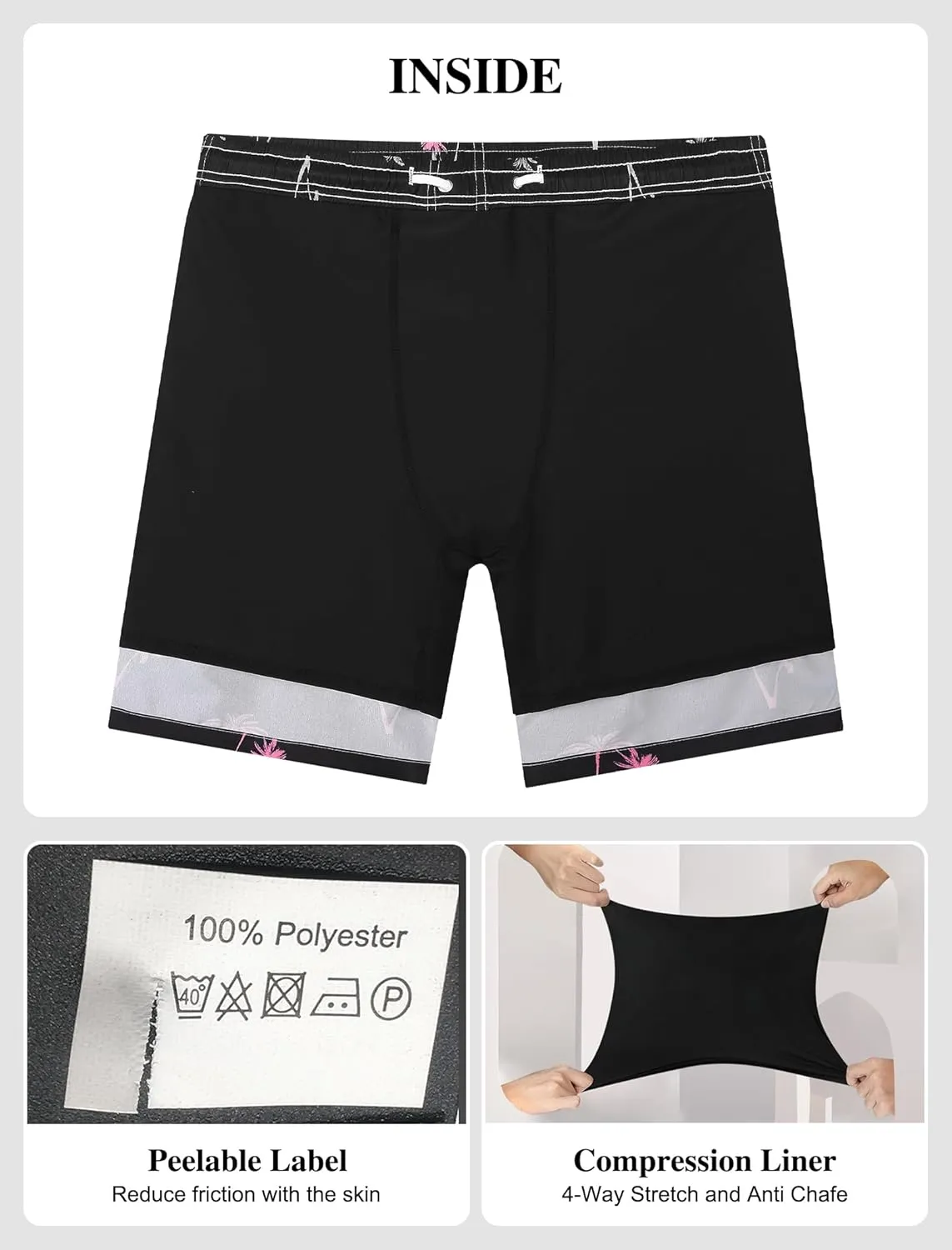 2 in 1 Mens Swim Trunks 7 Inch with Compression Liner Quick Dry Swim Shorts Swim Suits Board Shorts Swimwear