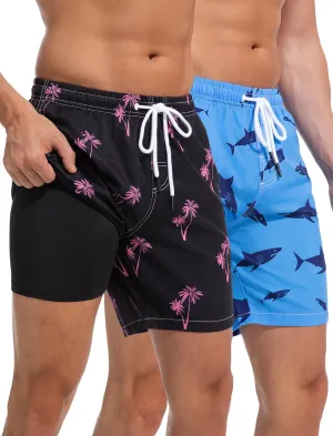 2 in 1 Mens Swim Trunks 7 Inch with Compression Liner Quick Dry Swim Shorts Swim Suits Board Shorts Swimwear