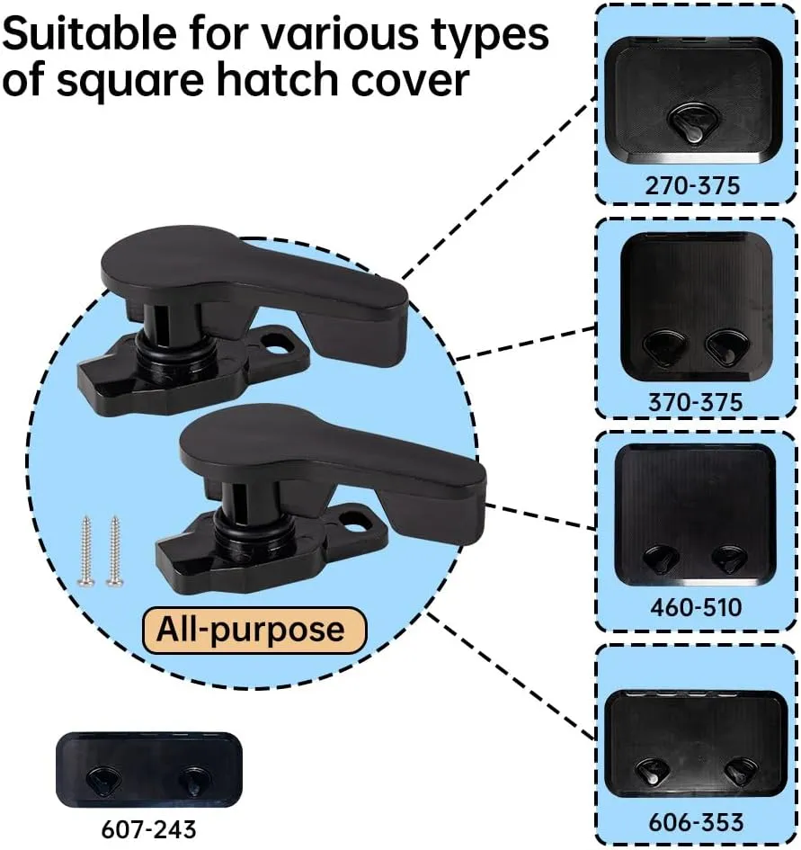2 Pcs RV Handle Latch for Inspection Hatch Square Hatch Cover Accessories Handle White