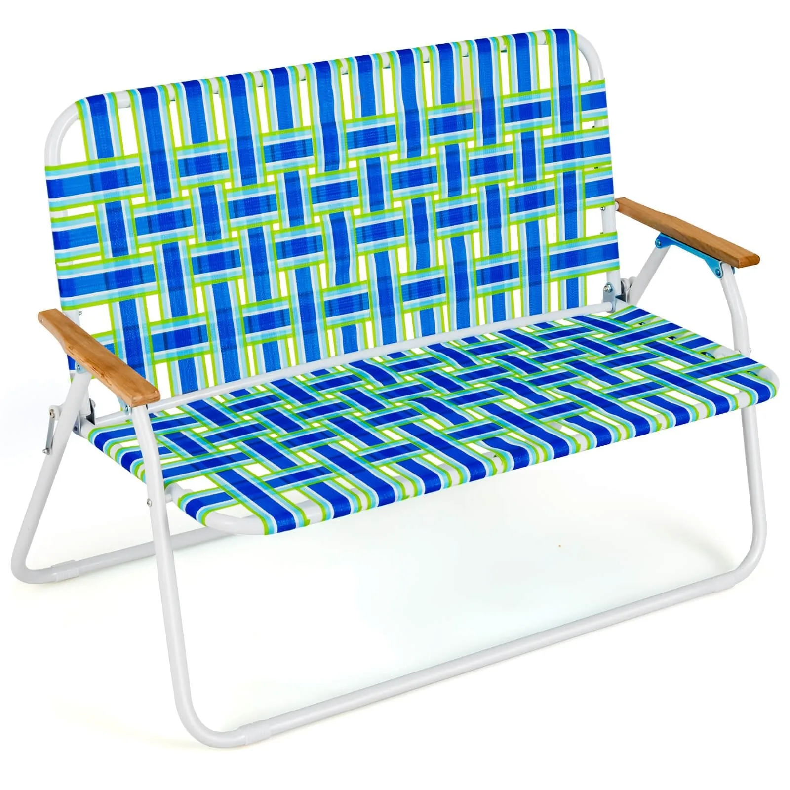 2-Person Folding Camping Chair with Armrests