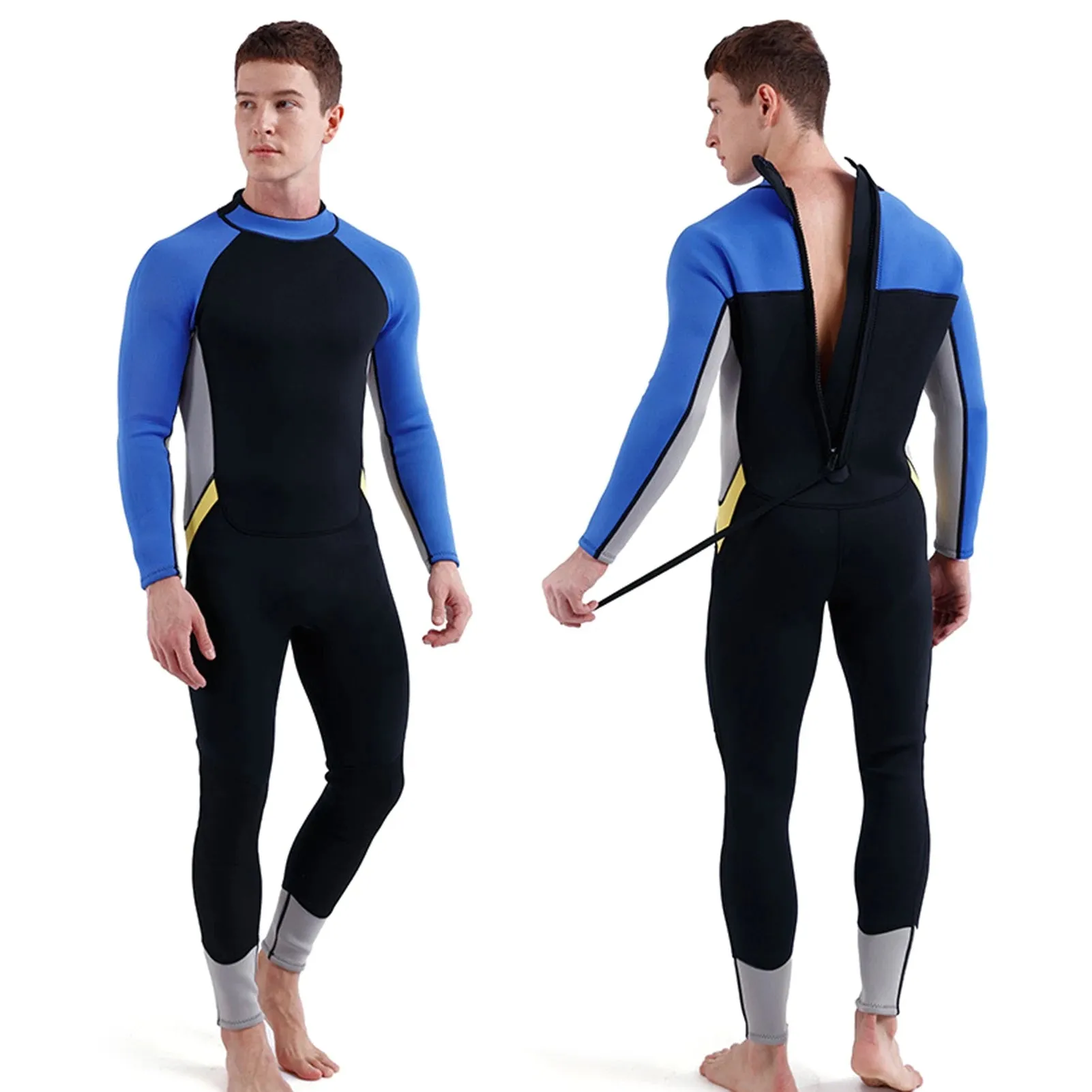 3mm Neoprene Wetsuit for Men Back Zip Full Body Flatlock Stitched Diving Suit for Snorkeling Surfing Scuba Diving Swimming