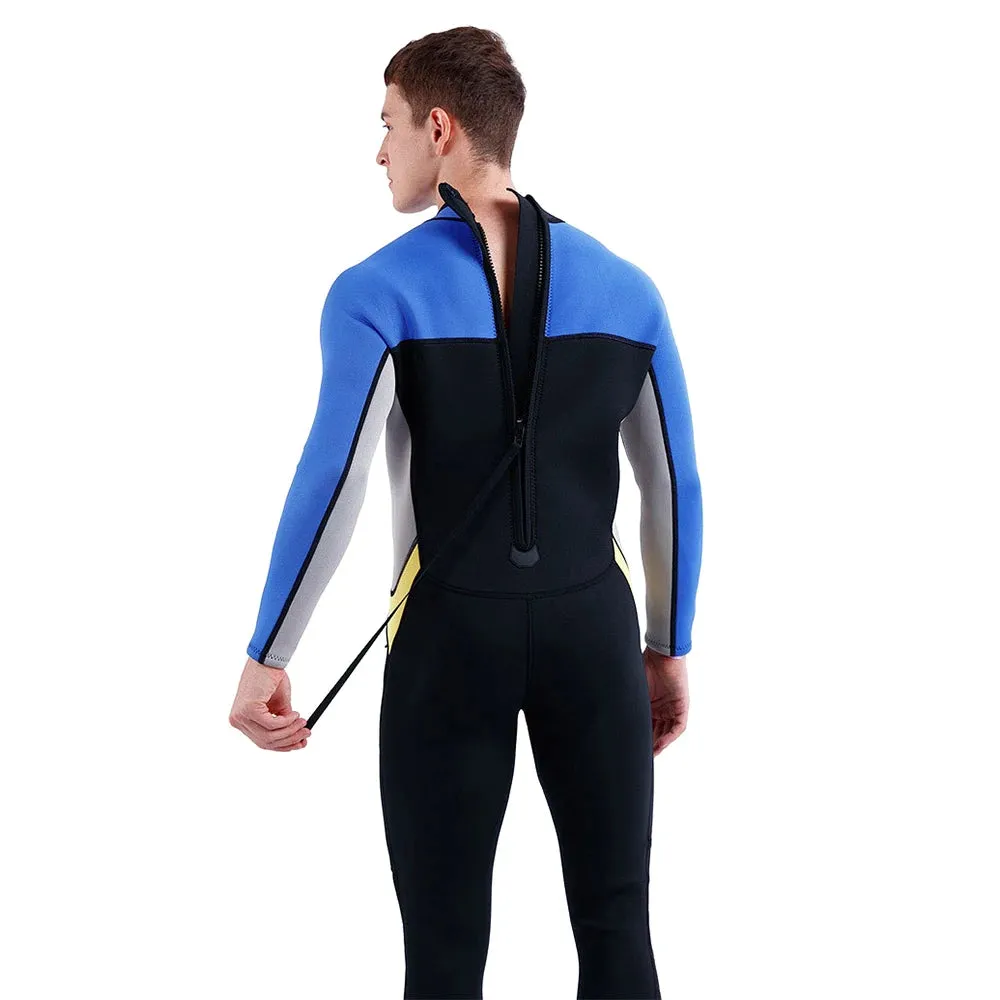 3mm Neoprene Wetsuit for Men Back Zip Full Body Flatlock Stitched Diving Suit for Snorkeling Surfing Scuba Diving Swimming