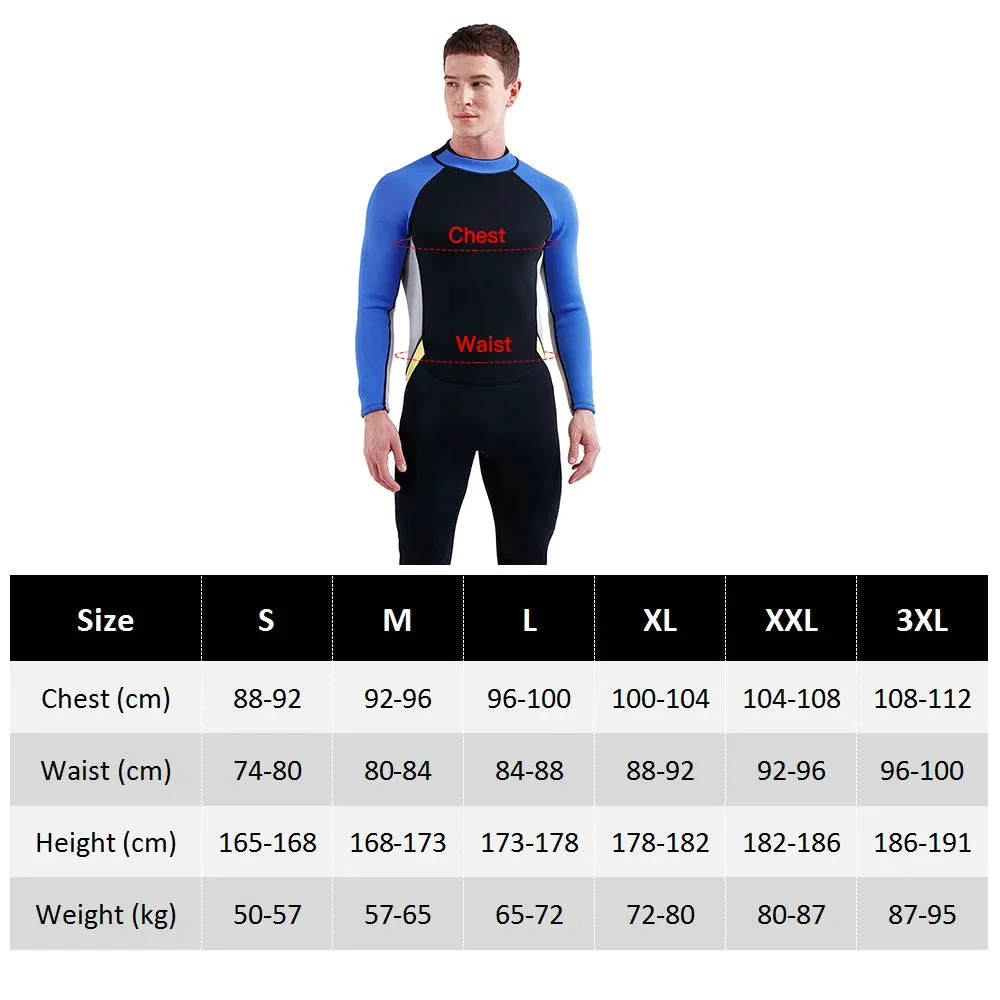 3mm Neoprene Wetsuit for Men Back Zip Full Body Flatlock Stitched Diving Suit for Snorkeling Surfing Scuba Diving Swimming