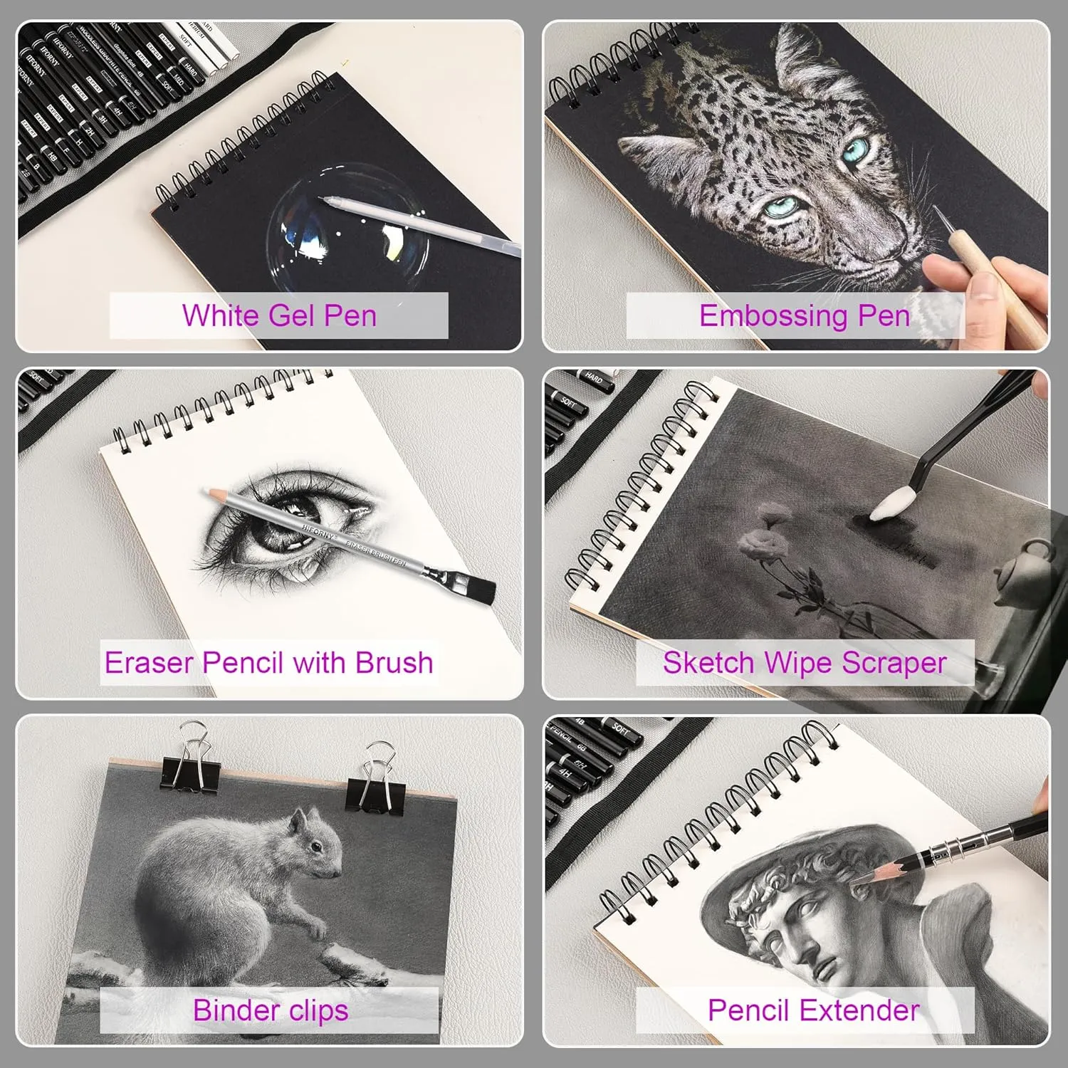 70 Pcs Drawing Set Sketching Kit - Sketch Pencils Art Supplies for Adults Art