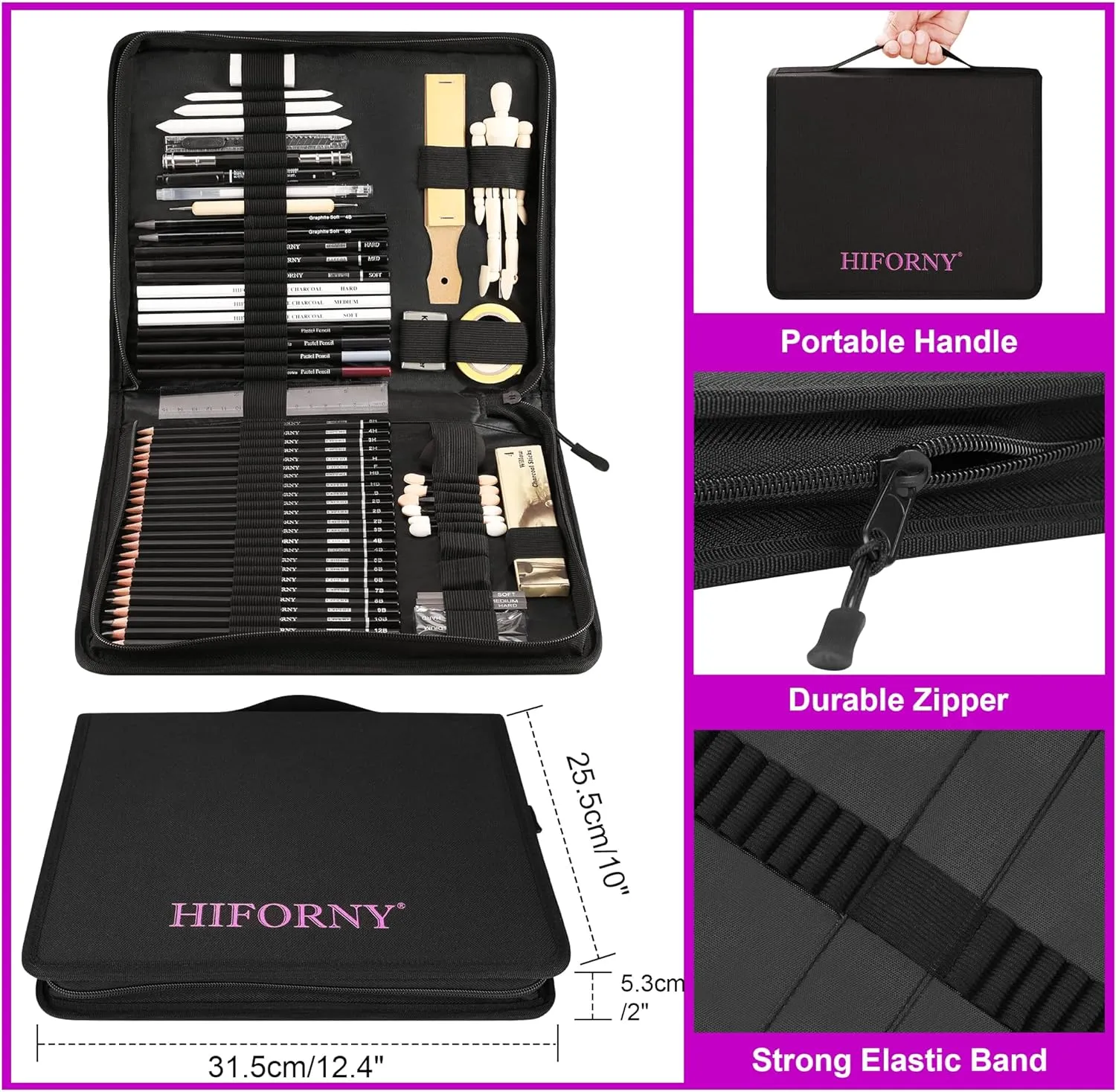 70 Pcs Drawing Set Sketching Kit - Sketch Pencils Art Supplies for Adults Art