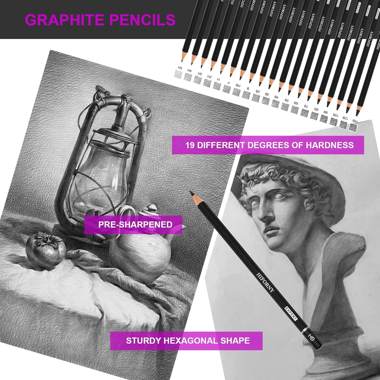 70 Pcs Drawing Set Sketching Kit - Sketch Pencils Art Supplies for Adults Art
