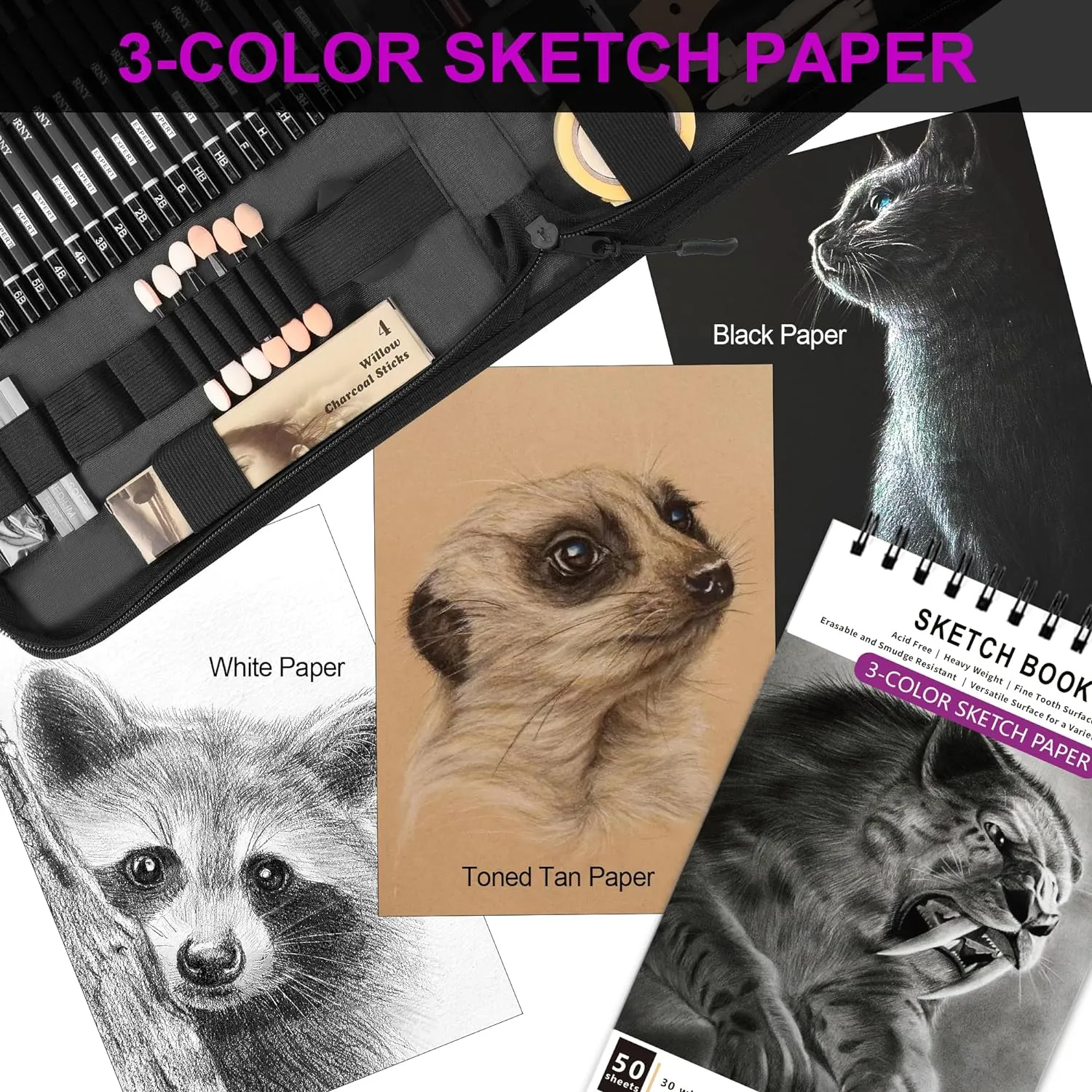 70 Pcs Drawing Set Sketching Kit - Sketch Pencils Art Supplies for Adults Art