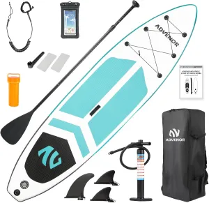 ADVENOR Paddle Board 11'x33 x6 Extra Wide Inflatable Stand Up Paddle Board with Hand Pump,Leash, Adjustable Paddle For Basic Version, Extra Kayak Paddle Kayak Seat 2 Fishing Mounts For Fishing Version