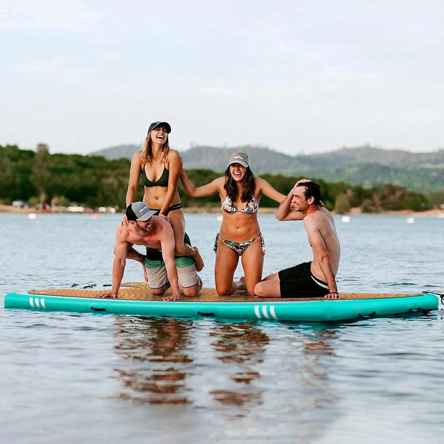 Brushed Inflatable Gymnastics Mat, Non-Slip Yoga Mat, PVC Round High Jumping Mat, Water Inflatable Floating Dock Platform Raft