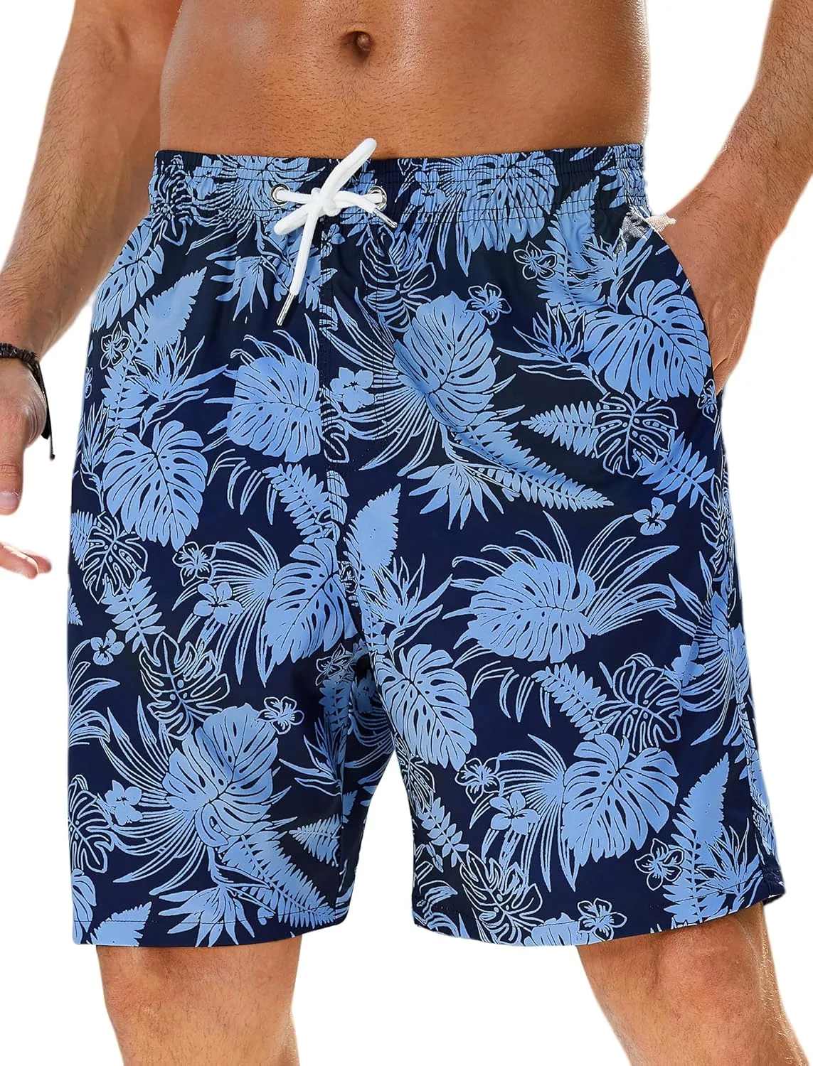 Enlision Mens Swim Trunks with Mesh Lining Quick Dry Beach Hawaiian Shorts with Pockets 7.5" Inseam Bathing Suit for Men