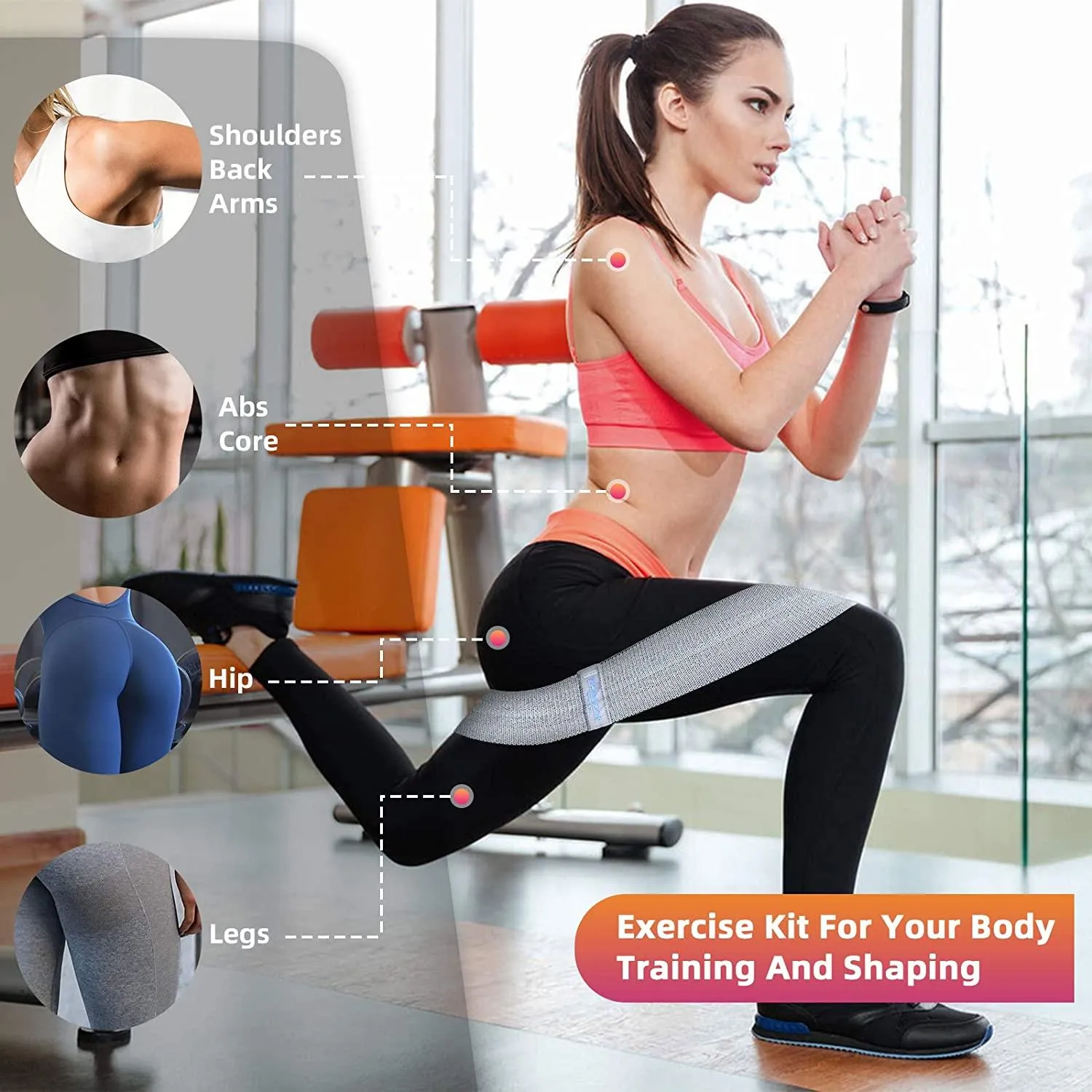 HOMILOOP Resistance Bands,Non Slip Exercise Bands Set for Legs/Butt/Core Training,Set of 3 Elastic Fabric Workout Bands of Home Gym Accessories,Cloth Straps Kit for Men Women,Booty Shaping Equipment