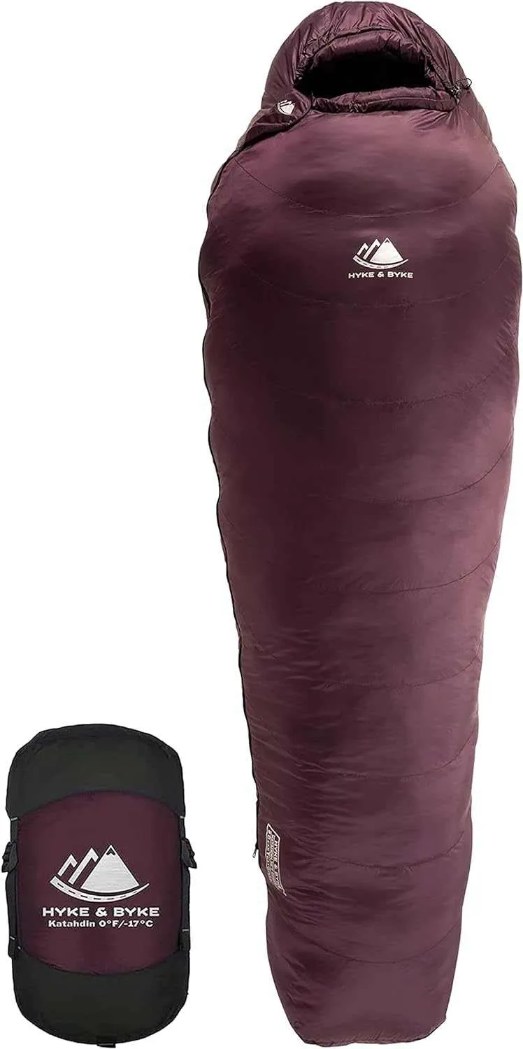 Hyke & Byke Katahdin 0°F Cold Weather Mummy Hiking & Backpacking Sleeping Bag