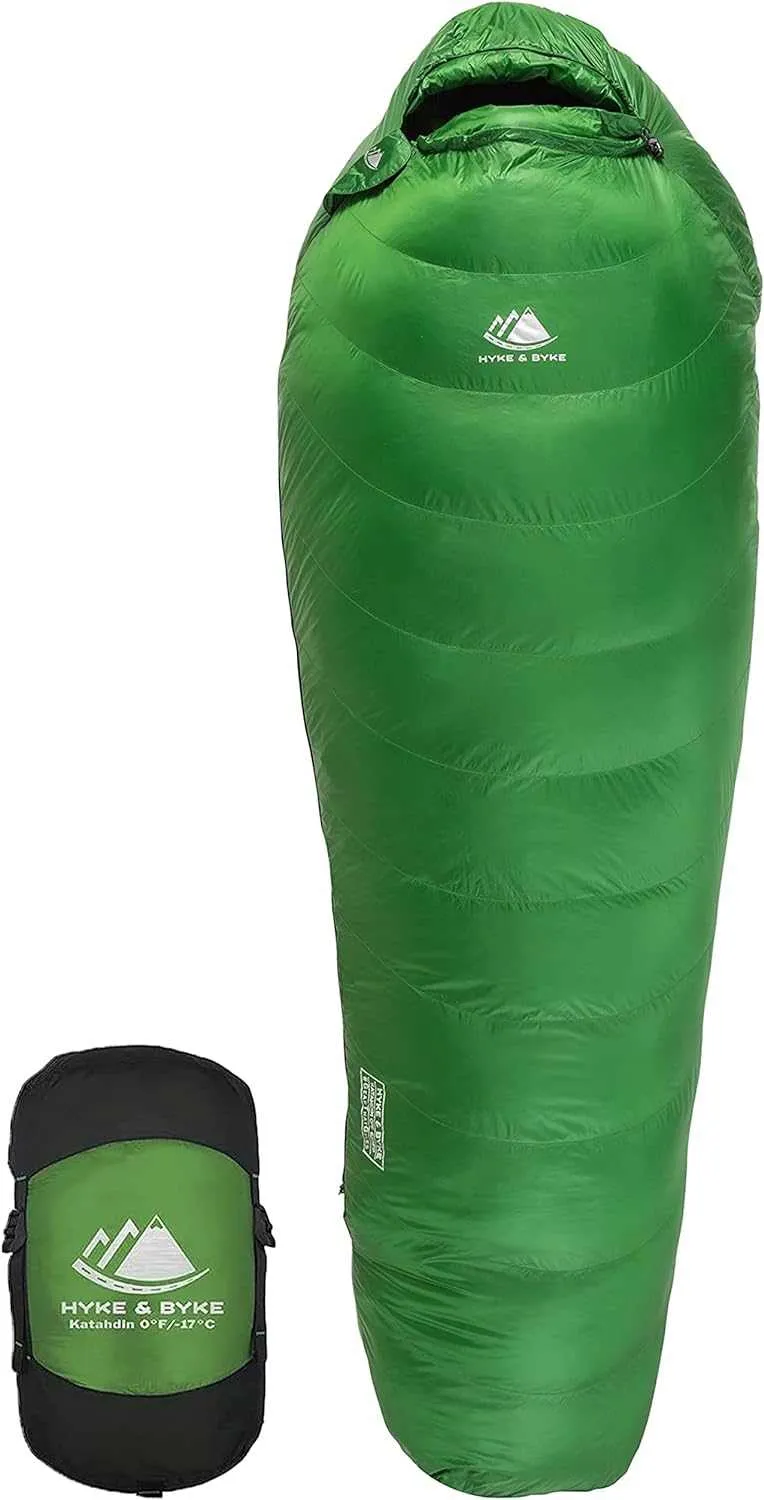 Hyke & Byke Katahdin 0°F Cold Weather Mummy Hiking & Backpacking Sleeping Bag