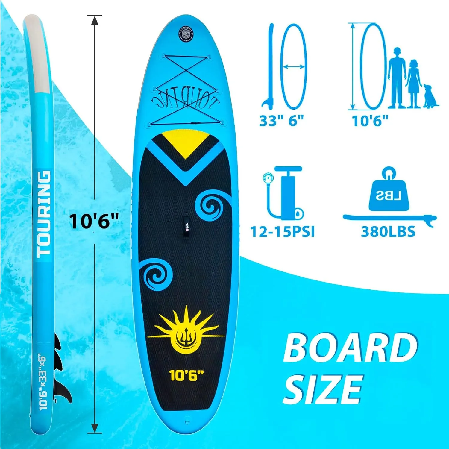 Inflatable Stand Up Paddle Board,10'6"Upgrade Version Blow Up Paddle Boards for Adults with Free Premium Sup Accessories & Backpack, Adjustable Paddle, Fins, Hand Pump
