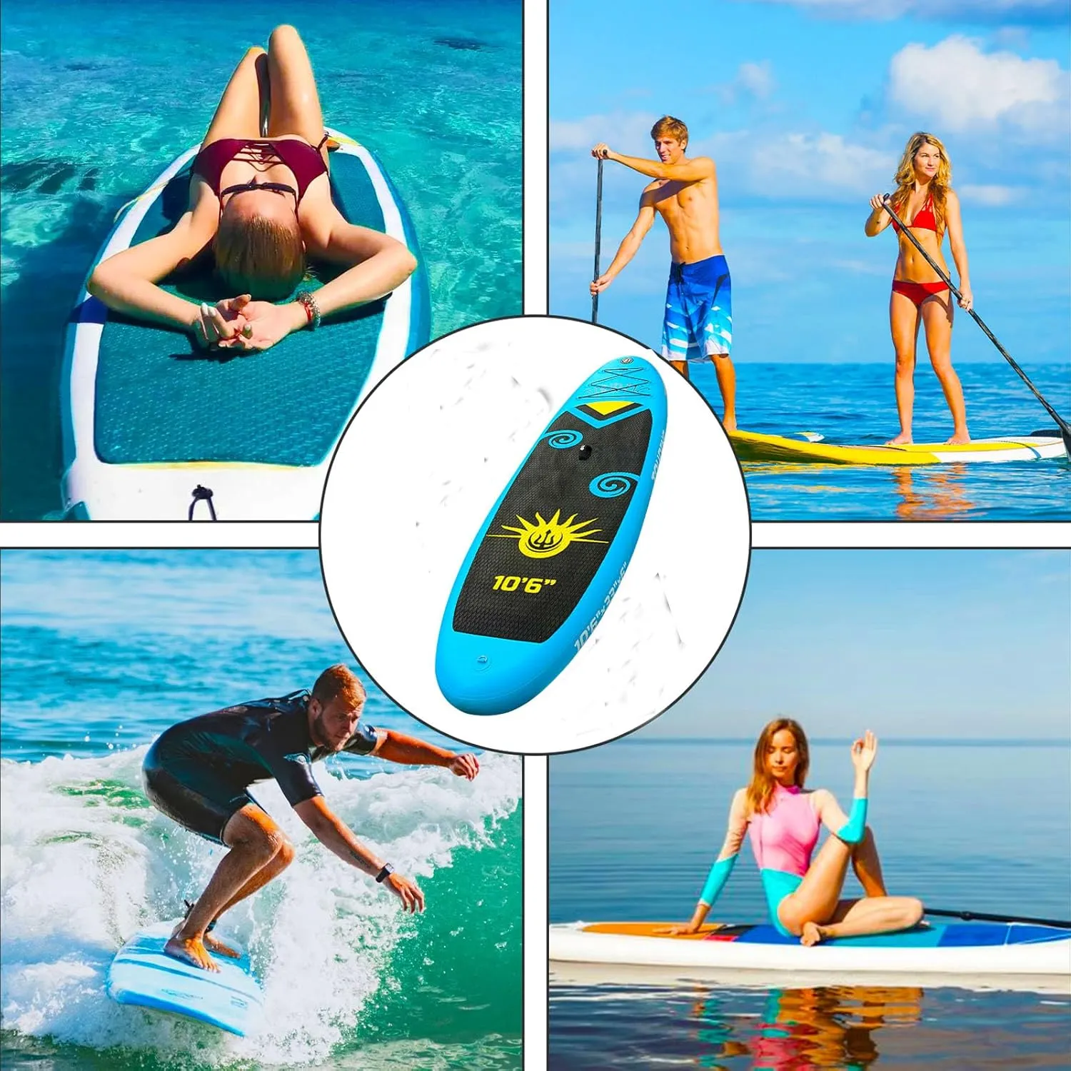 Inflatable Stand Up Paddle Board,10'6"Upgrade Version Blow Up Paddle Boards for Adults with Free Premium Sup Accessories & Backpack, Adjustable Paddle, Fins, Hand Pump