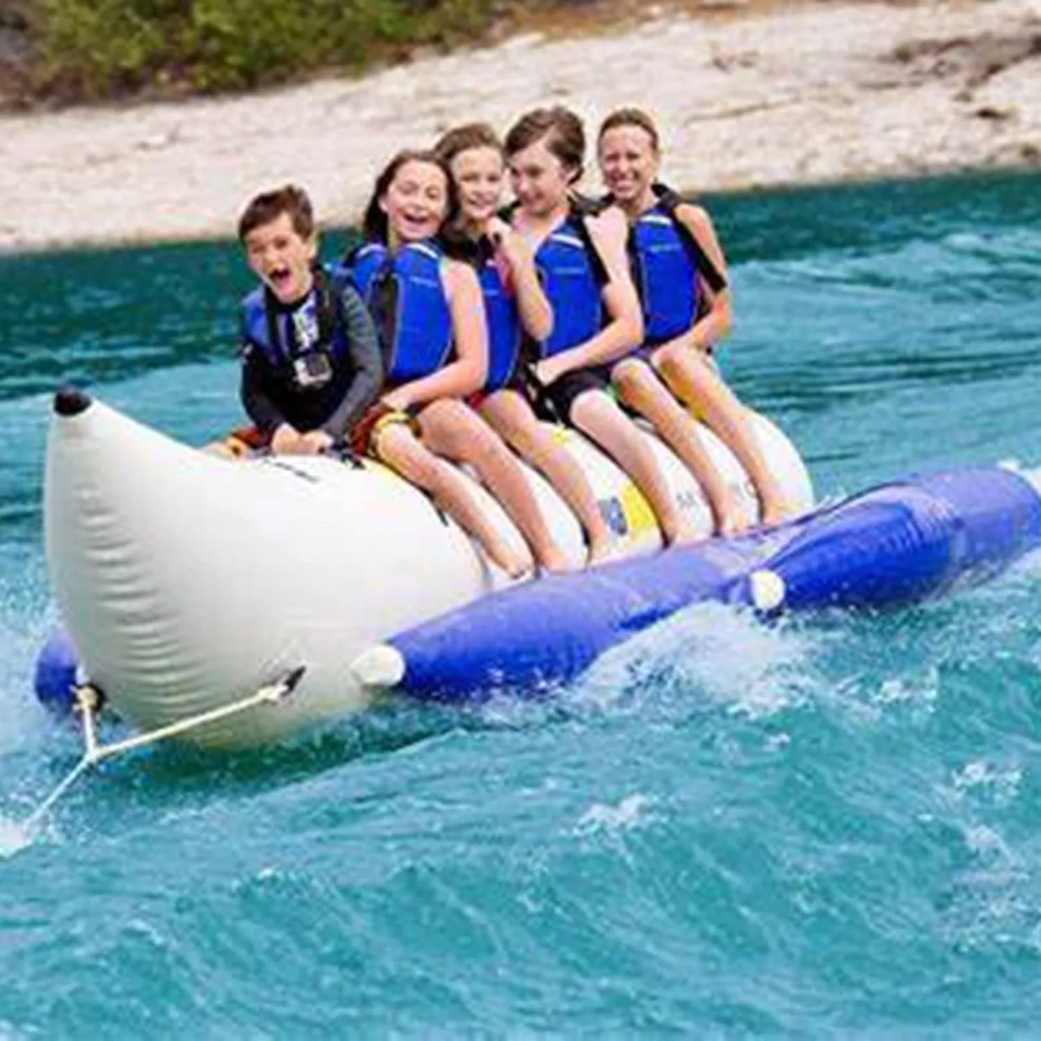 Inflatable Water Banana Boat, Surfing PVC Inflatable Banana Boat, Inflatable Towed Flying Fish Boat for Outdoor Surfing, Rafting,A