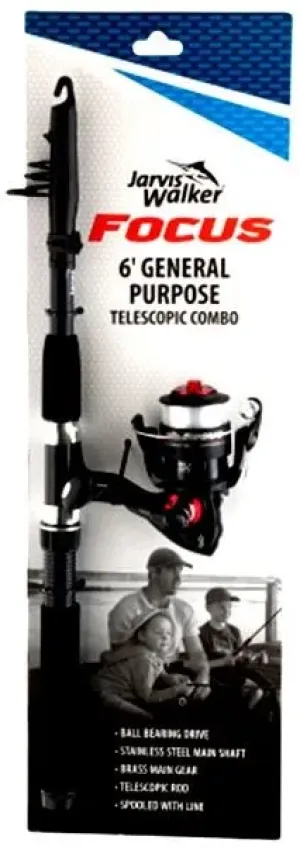 Jarvis Walker 8ft Focus Telescopic Spinning Combo (Rod, Reel  Line)