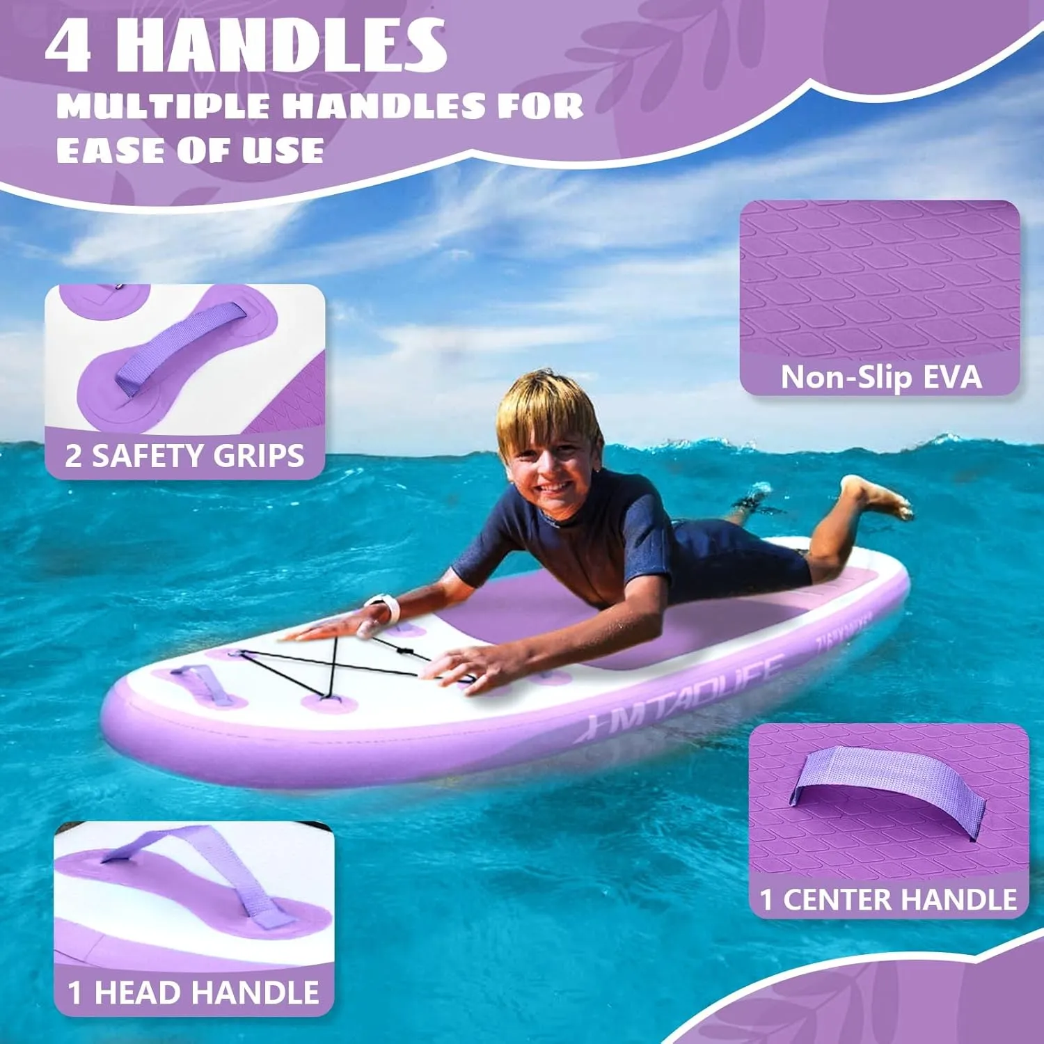 Kids Inflatable Stand Up Paddle Board, Kids Paddle Board with SUP Accessories, Anti-Slip EVA Deck, 76Child SUP for Kids & Youth