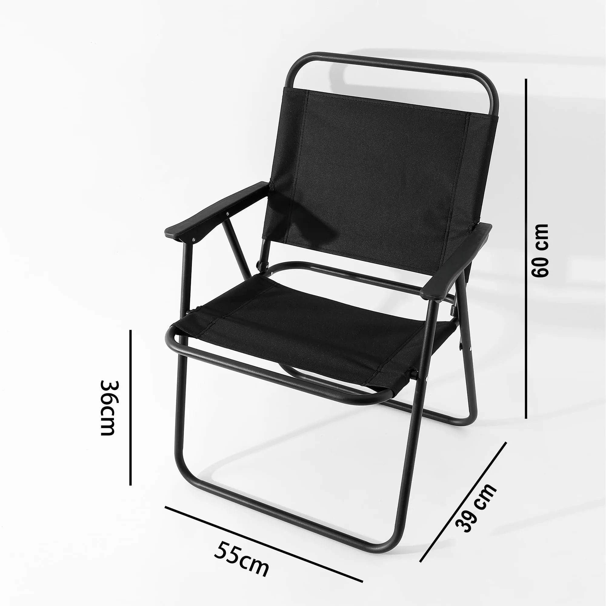 Kuber Industries (Set of 6) Portable & Foldable Chair for Travelling - Small Camping Cloth Kurchi for Outdoor Beach & Home Aram - Black