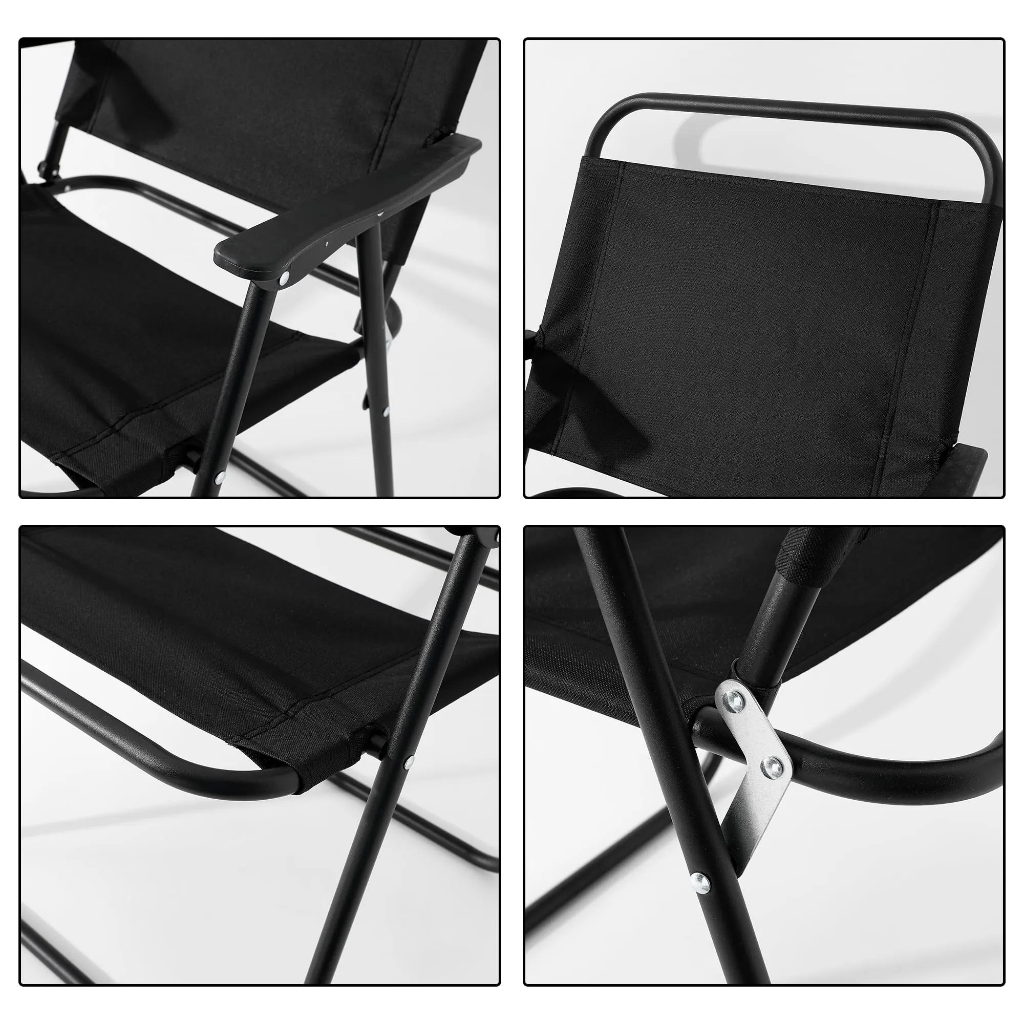 Kuber Industries (Set of 6) Portable & Foldable Chair for Travelling - Small Camping Cloth Kurchi for Outdoor Beach & Home Aram - Black