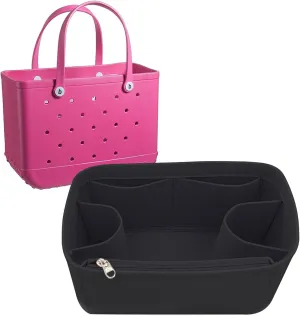 Lckaey Rubber Beach Bag Organizer Compatible with Bo Bag Tote,Divider Pouch for Bo Bags Accessories Felt Insert3018black-L