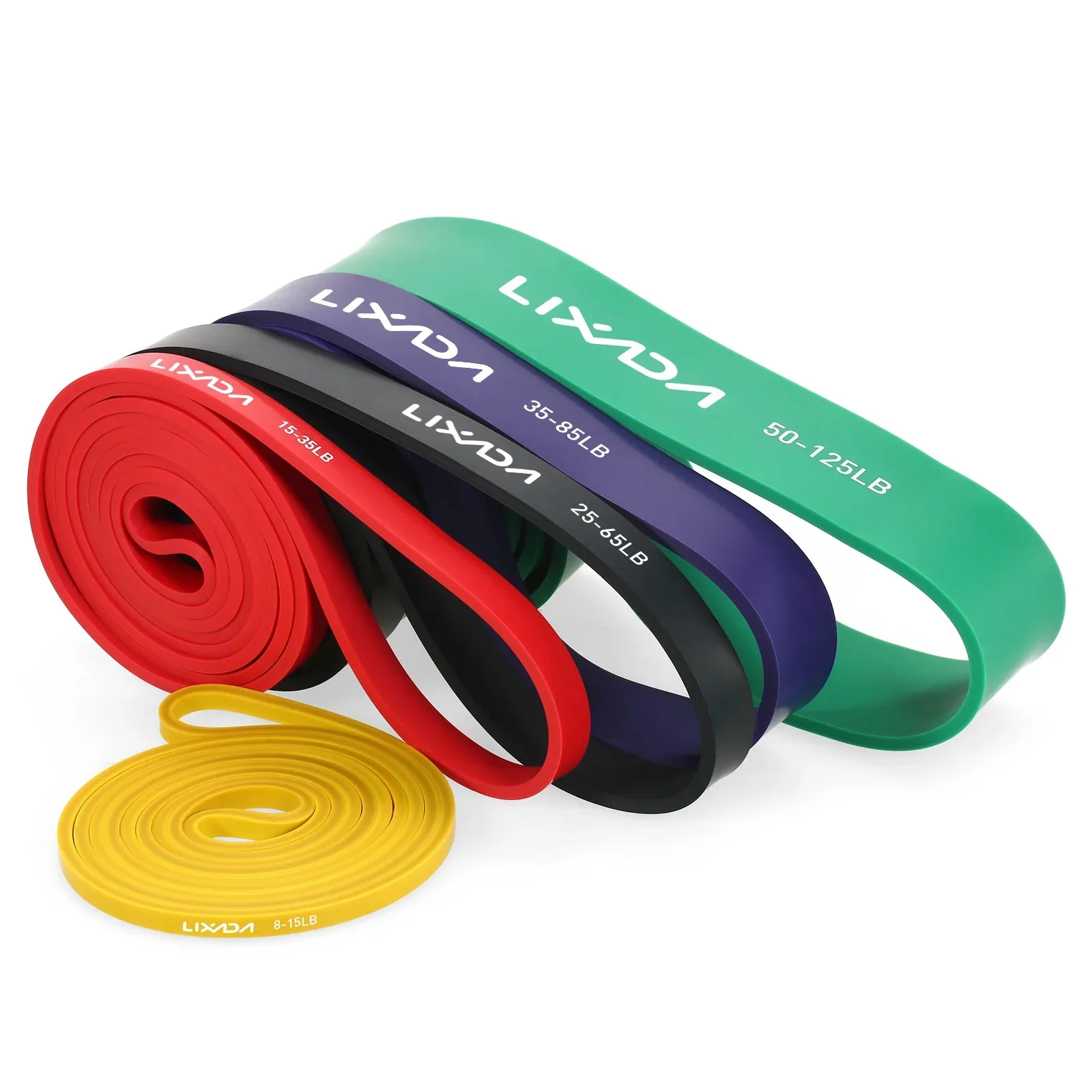 Lixada 5 Packs Pull Up Assist Bands Set Resistance Loop Bands Powerlifting Workout Exercise Stretch Bands with Door Anchor Foam