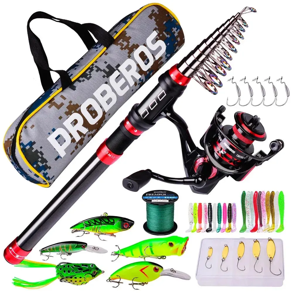 Lureswholesale® Fishing Pole and Reel Set With Fishing Line Bait Kits