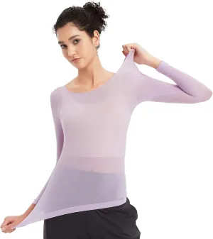 Luxury Women's Thermal Undershirt: Super Stretchy,Ultra Thin Silky Tech Tops for Everyday Comfort and Sports