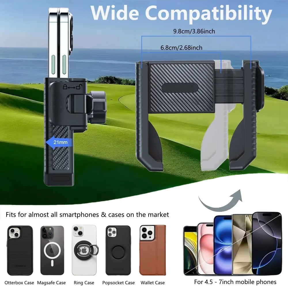 Magnetic Golf Cart Phone Holder: Ultra Stable N52 Magnet Base, Tool-Free Install, 360 Rotatable, Fits EZGO Club Car Yamaha, Must-Have Golf Accessory for iPhone, Samsung, Xiaomi & More Cellphone