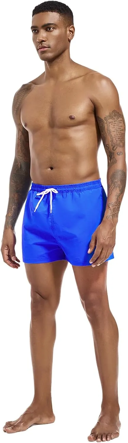 Men's Swim Trunk Quick Dry Solid 3"" in Inseam Swimwear Bathing Suit with Mesh Lining Beach Shorts
