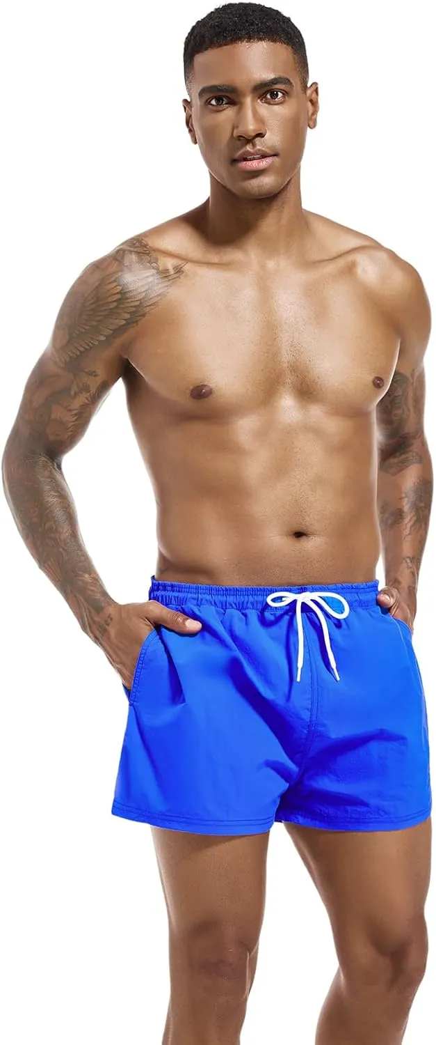 Men's Swim Trunk Quick Dry Solid 3"" in Inseam Swimwear Bathing Suit with Mesh Lining Beach Shorts