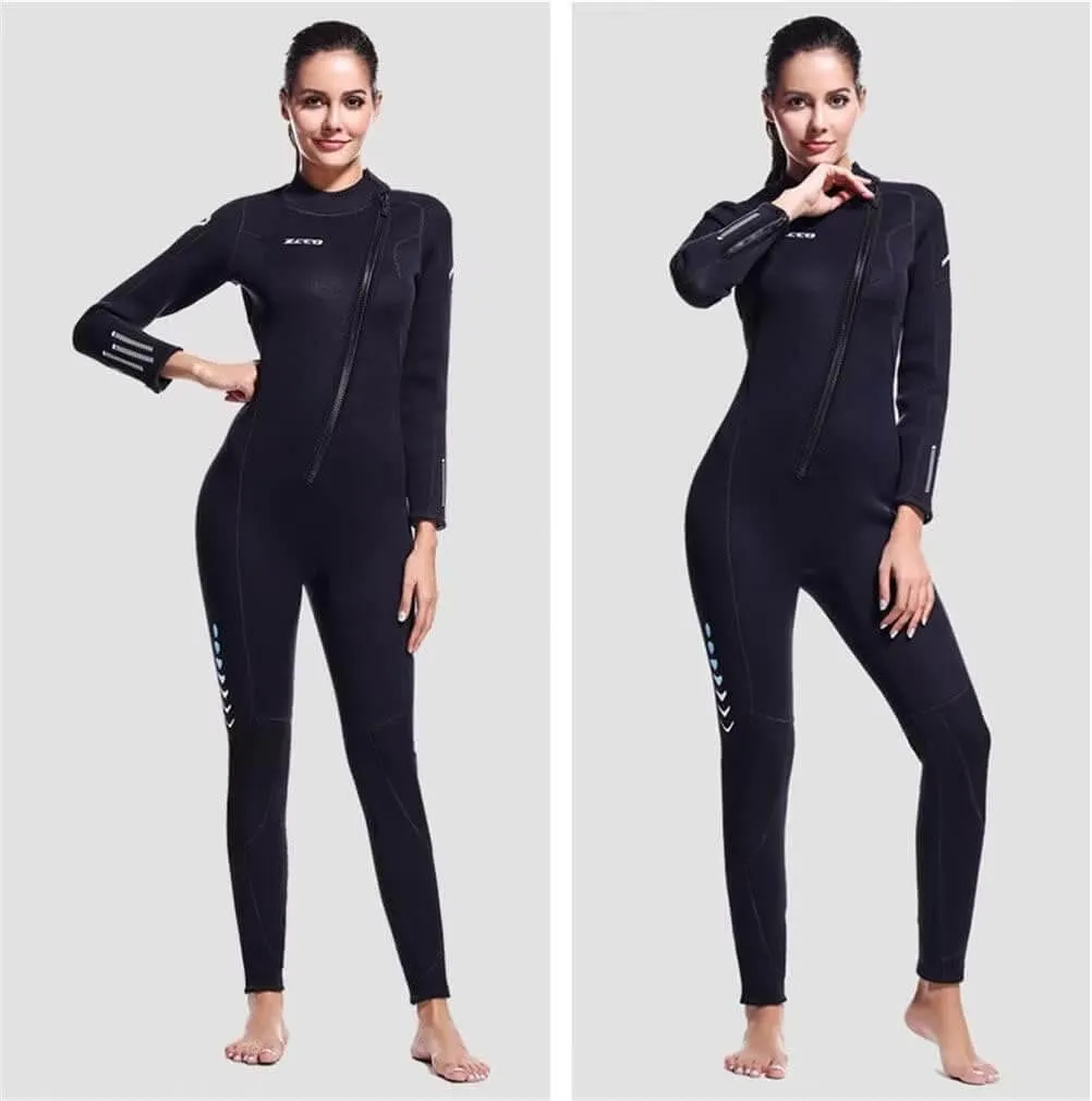 Mens Womens 3mm Wetsuit, Full Body Diving Suit Front Zip Wetsuit