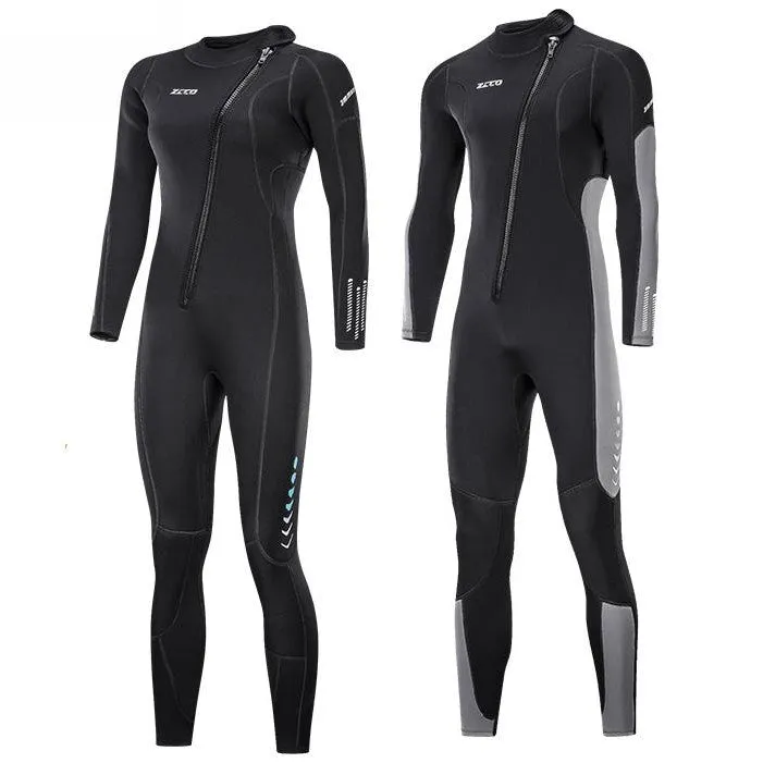 Mens Womens 3mm Wetsuit, Full Body Diving Suit Front Zip Wetsuit