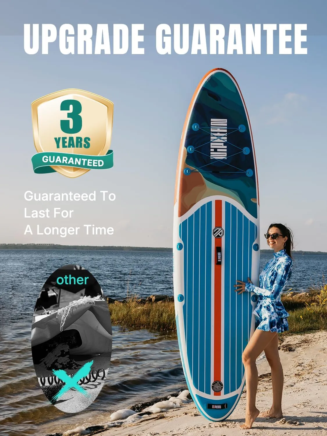 Niphean Inflatable Stand Up Paddle Board with SUP Accessories, Anti-Slip EVA Deck, 106 Inflatable Paddle Boards for Adults & Youth of All Skill Levels