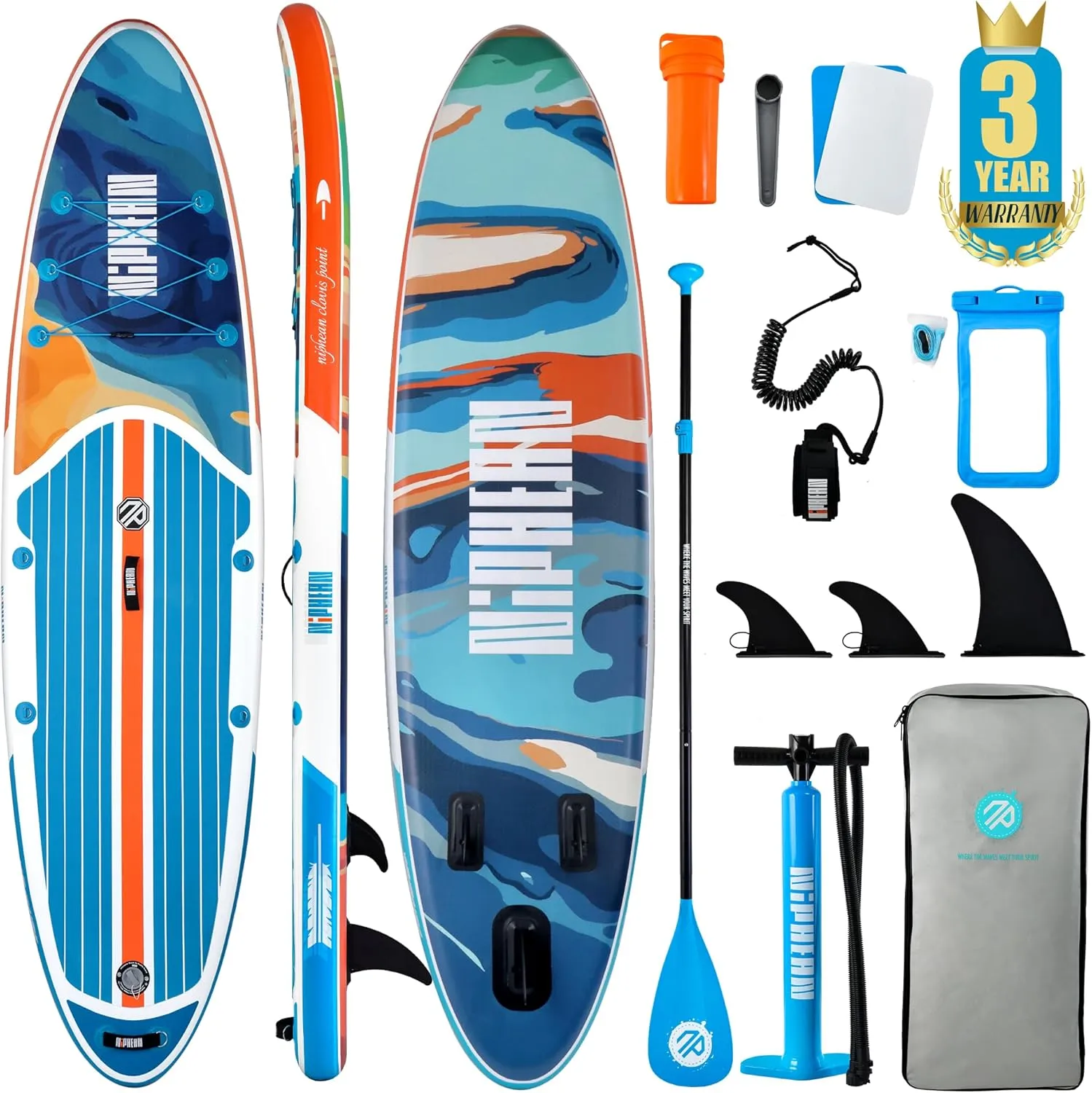 Niphean Inflatable Stand Up Paddle Board with SUP Accessories, Anti-Slip EVA Deck, 106 Inflatable Paddle Boards for Adults & Youth of All Skill Levels
