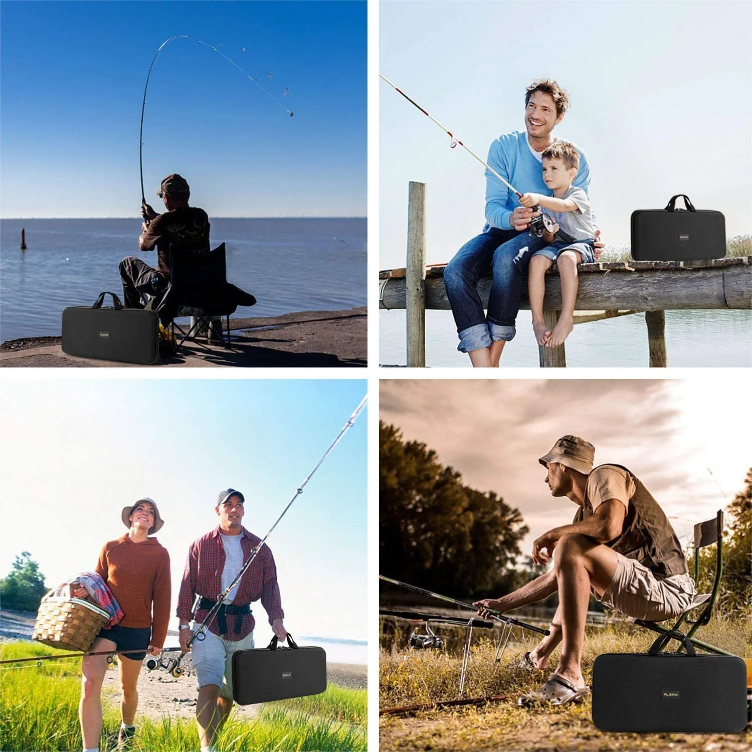 PLUSINNO Fishing Rod and Reel Combos Carbon Fiber Telescopic Fishing Pole with Reel Combo Sea Saltwater Freshwater Kit Fishing Rod Kit