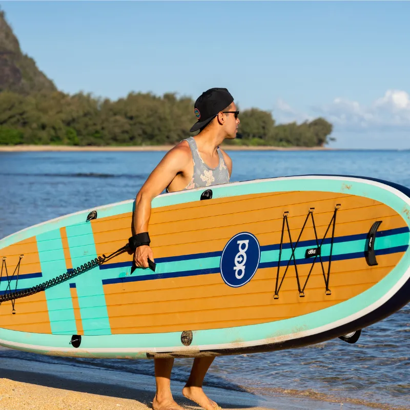 POP Board Co 11' Yacht Hopper Paddle Board Inflatable SUP - Teak/Blue/Mint