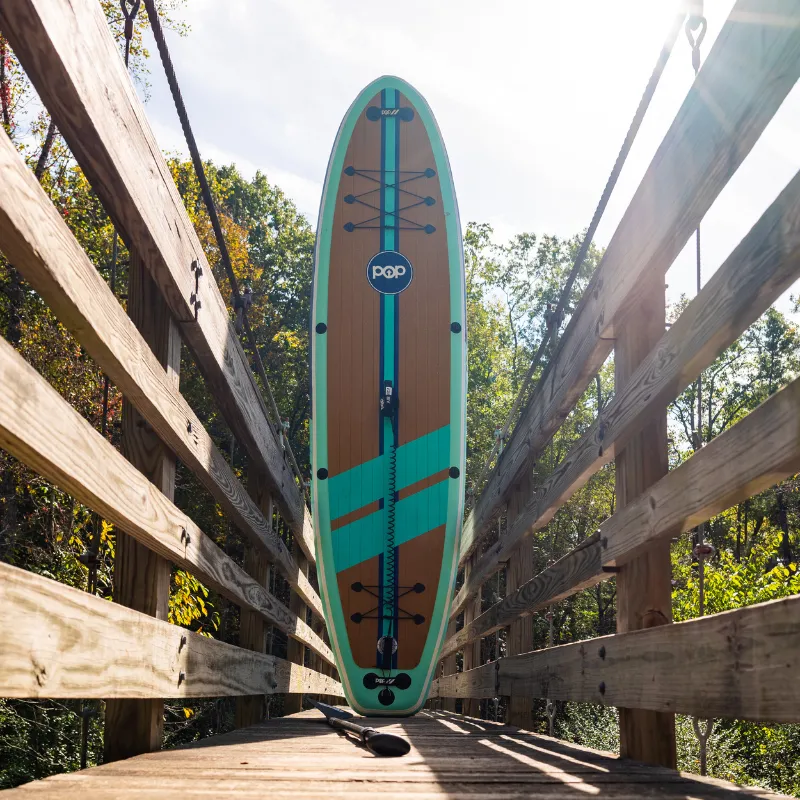 POP Board Co 11' Yacht Hopper Paddle Board Inflatable SUP - Teak/Blue/Mint