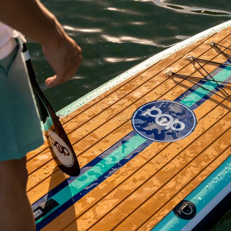 POP Board Co 11' Yacht Hopper Paddle Board Inflatable SUP - Teak/Blue/Mint
