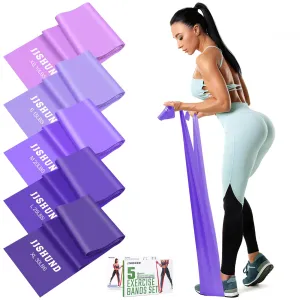 Resistance Bands Set, 5 Pcs Exercise Bands Elastic Stretch Bands for Yoga Pilates Fitness Stretching Strength Training, Workout Bands for Home Gym