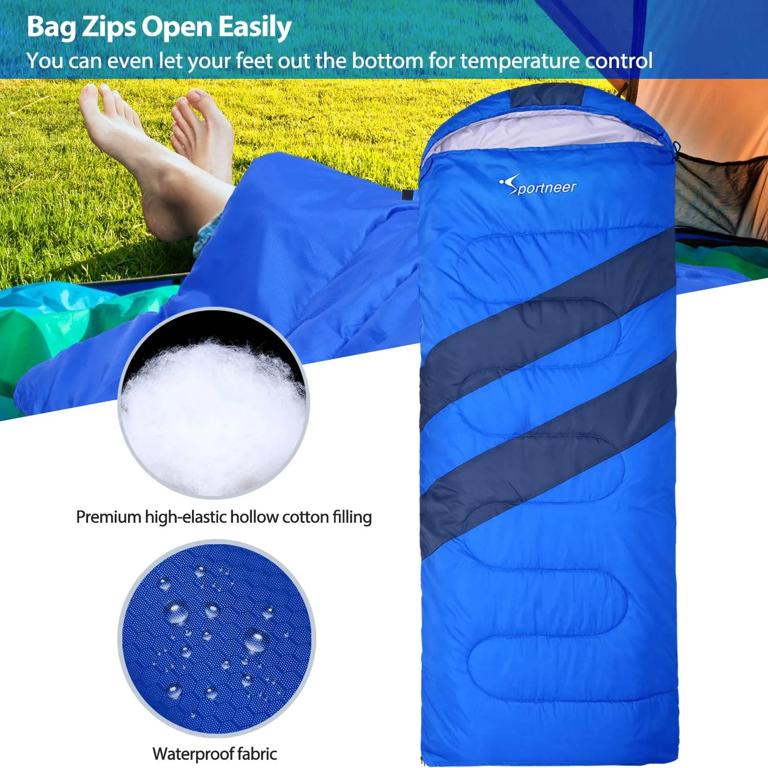 Sportneer Sleeping Bag, with Isolation Liner