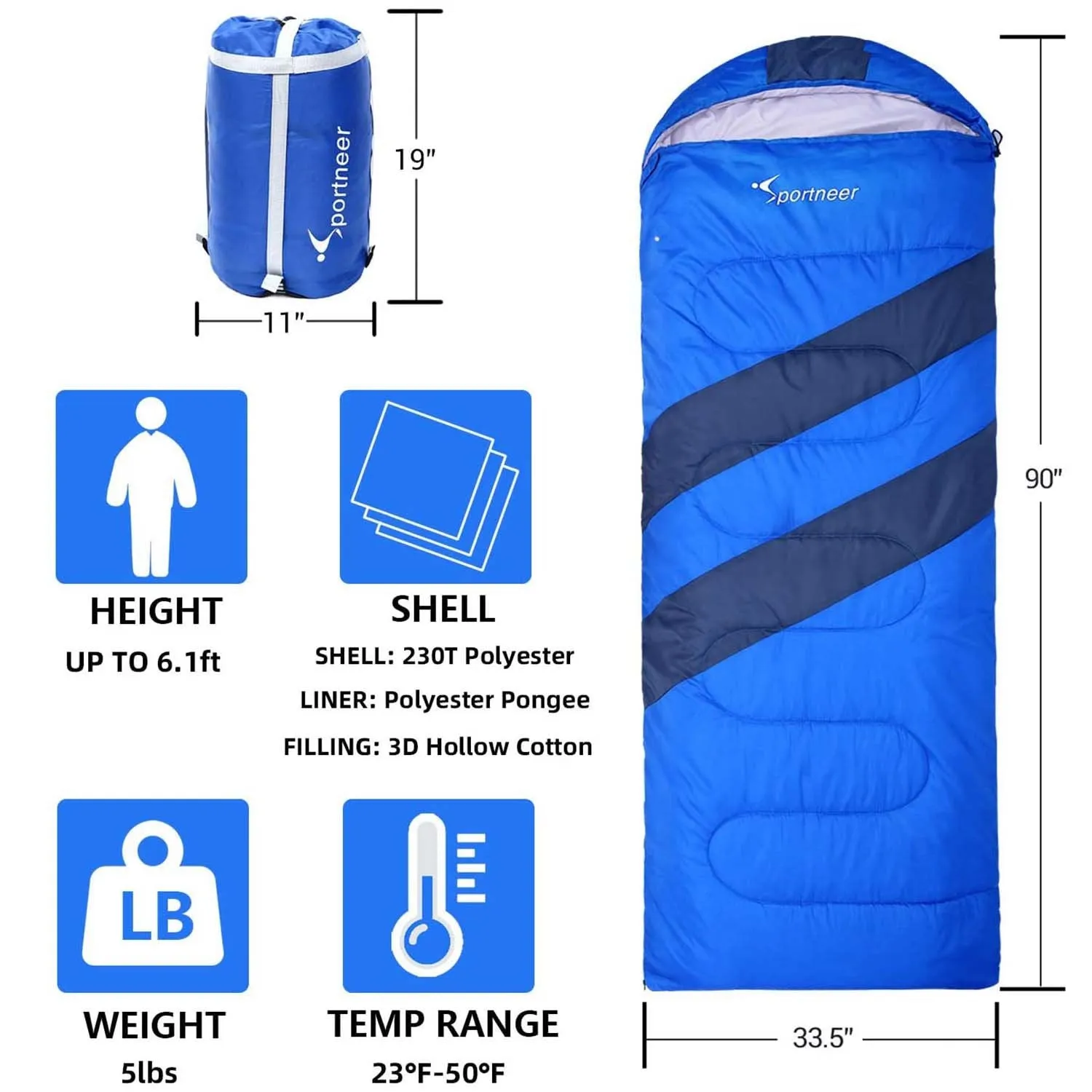 Sportneer Sleeping Bag, with Isolation Liner