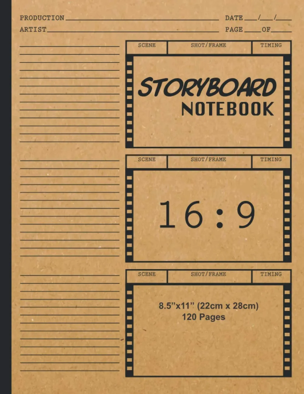 Storyboard Notebook 16:9: Blank Storybook Sketchbook | 16:9 Thumbnail Template Panels | Large Story Board Sketch Pad | Professional Storyboard Journal ... Directors, Students, Animators & Artists Paperback  February 25, 2021